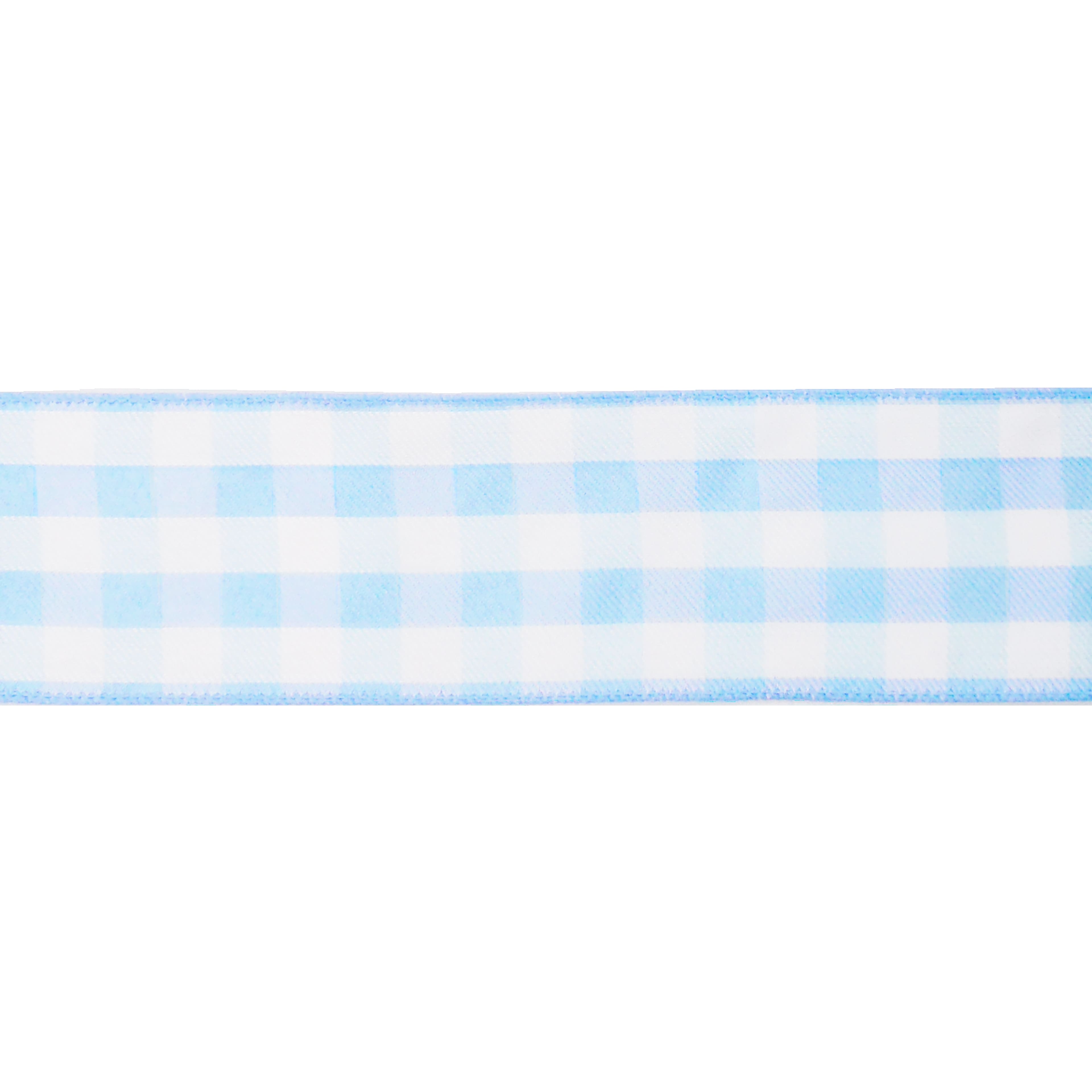 2.5" x 6.6yd. Blue & White Check Wired Ribbon by Celebrate It®