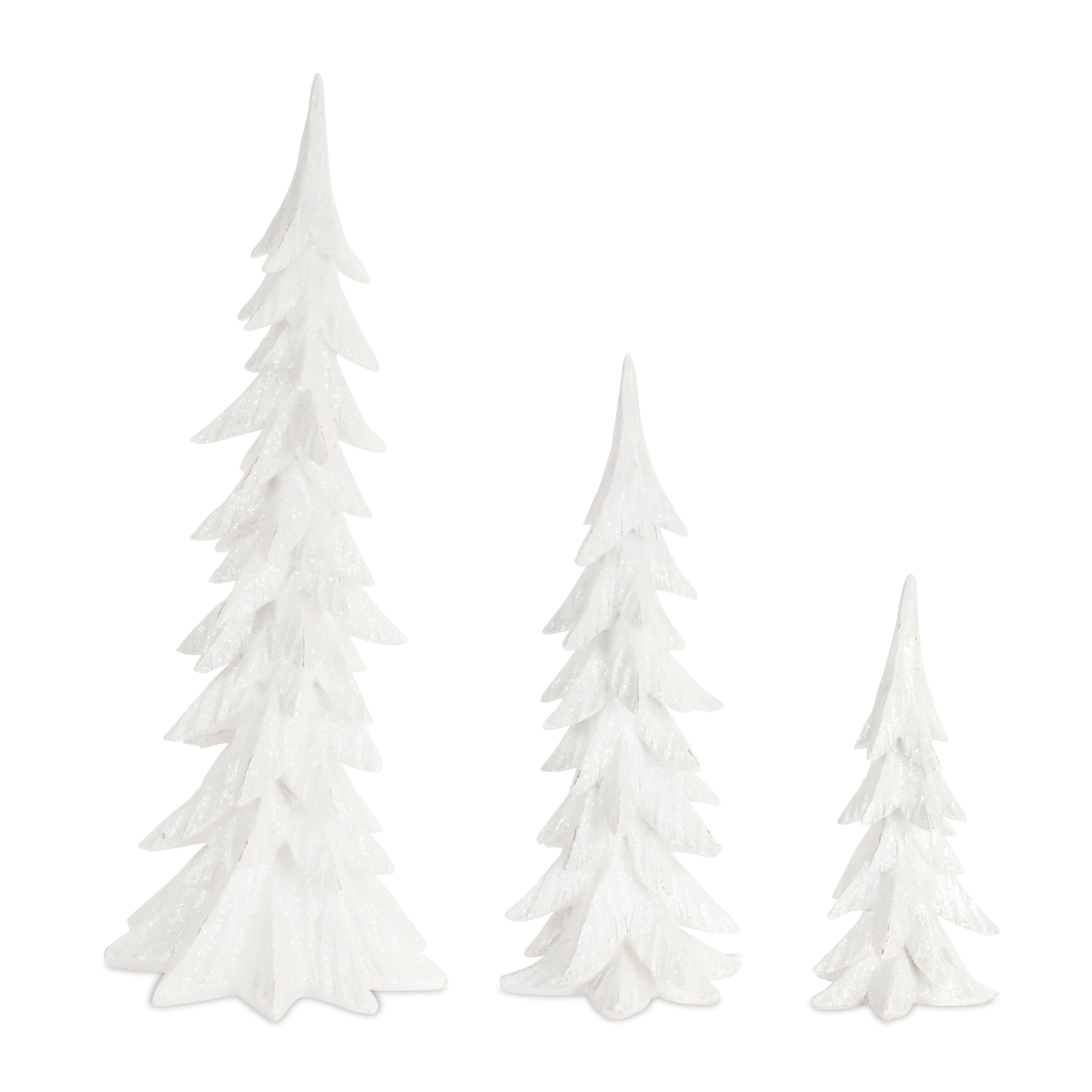 Melrose White Shimmer Tabletop Holiday Trees Set