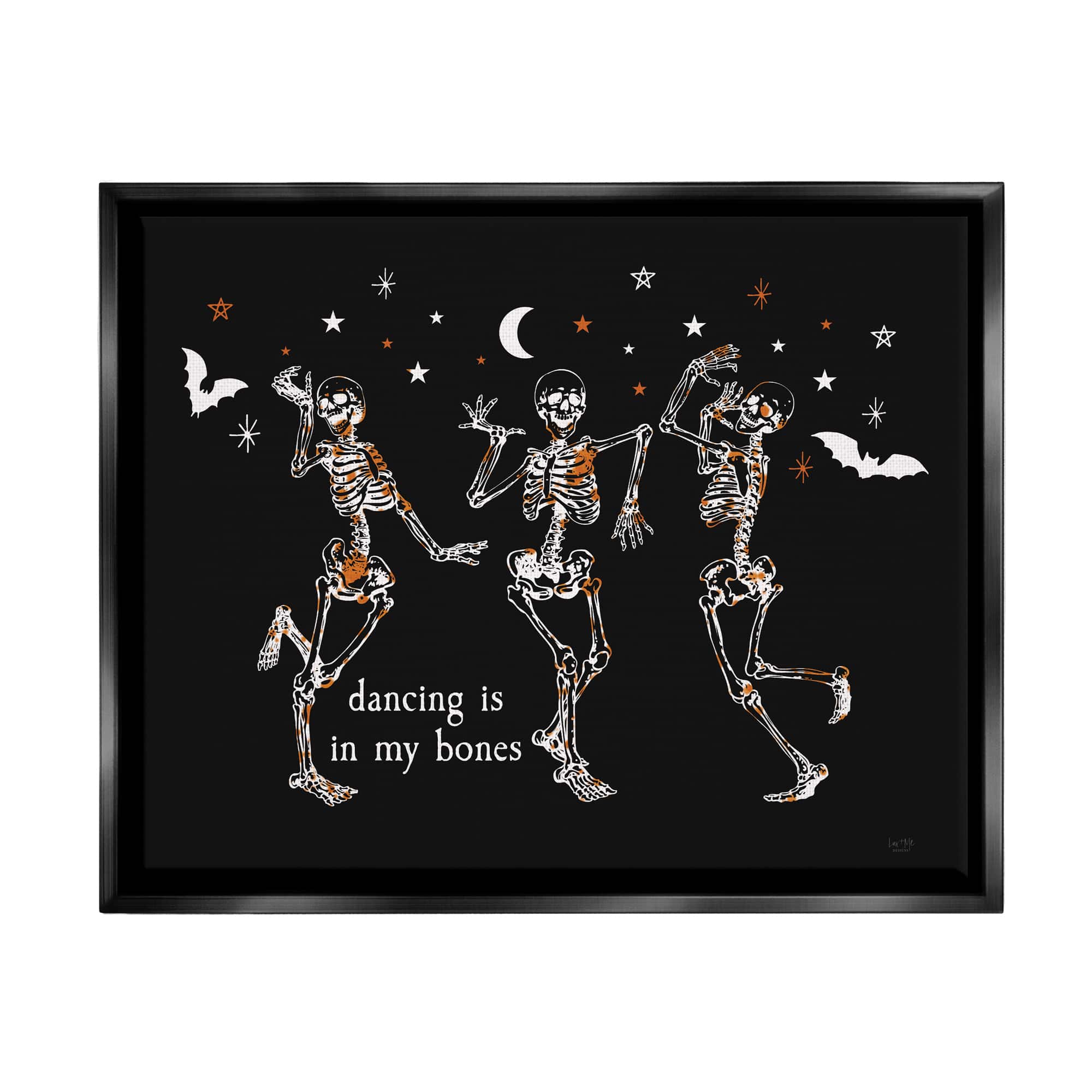 Stupell Industries Dancing In My Bones Skeletons Framed Floater Canvas Wall Art
