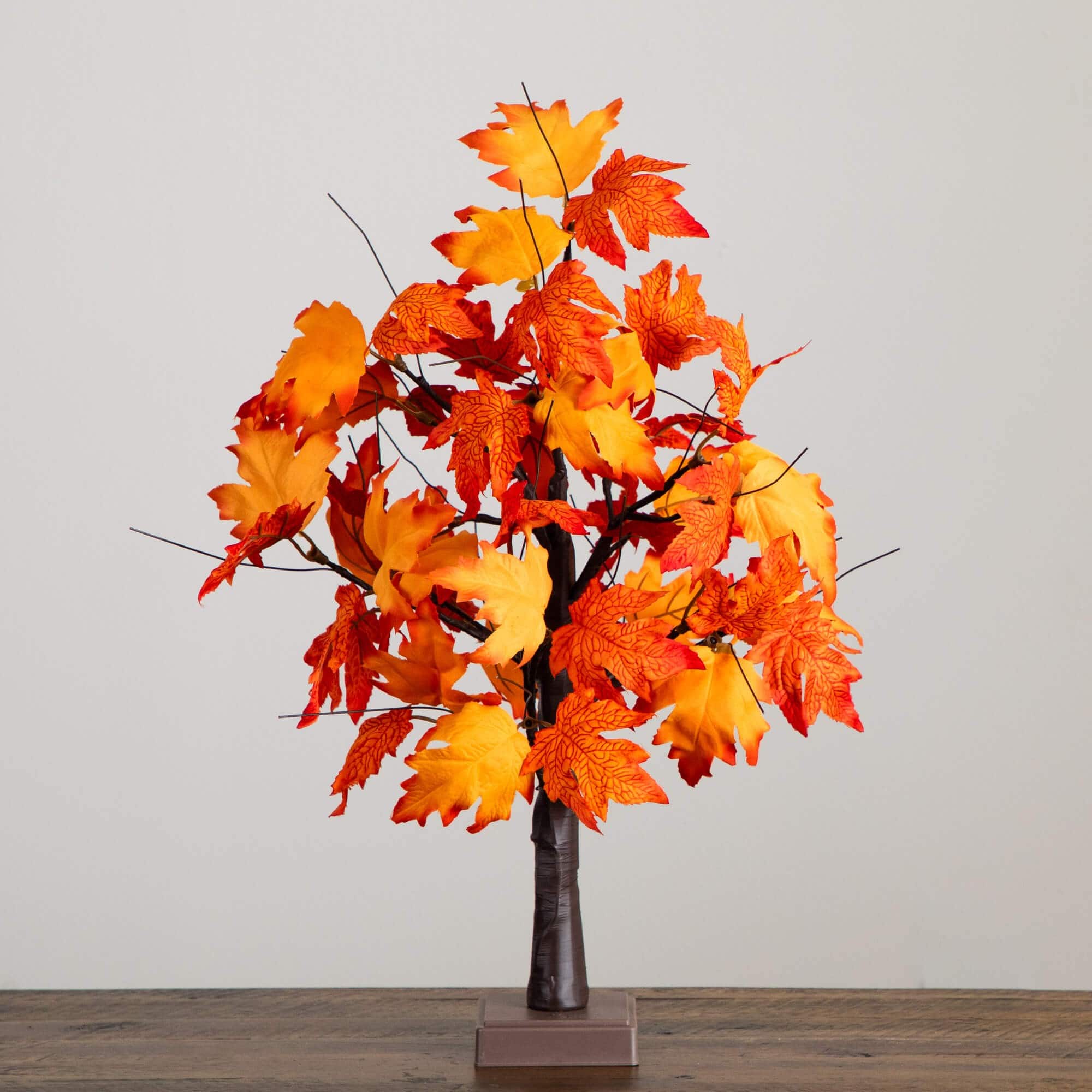 2ft. Pre-Lit Bright Autumn Maple Artificial Fall Tree with 24 Warm White LED Lights and Detachable Base