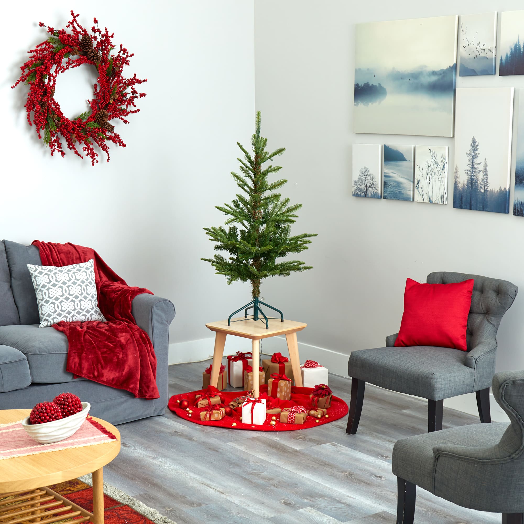 4ft. Pre-Lit Layered Washington Spruce Artificial Christmas Tree, Clear Lights