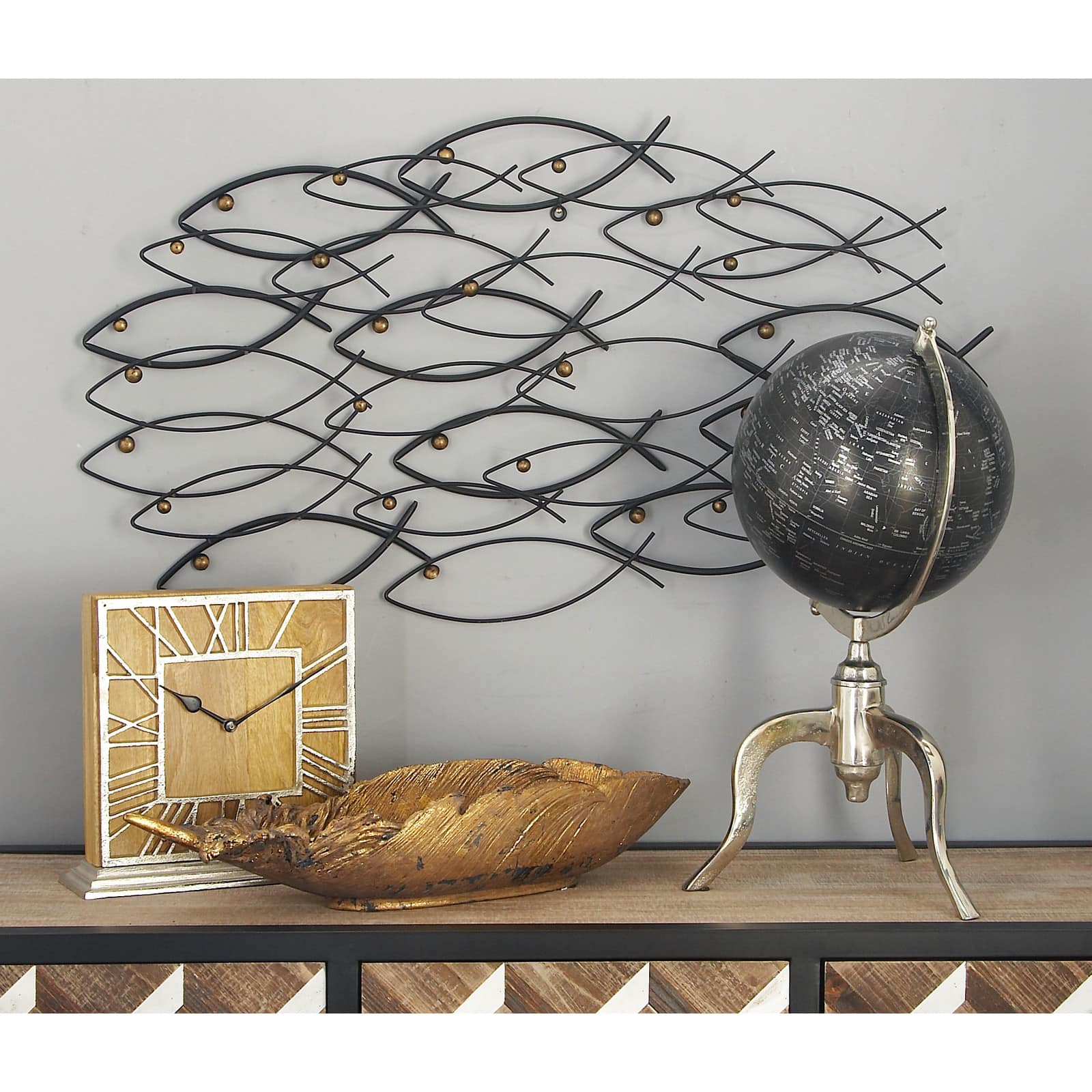 39" Dark Gray Metal Coastal Fish Wall Décor