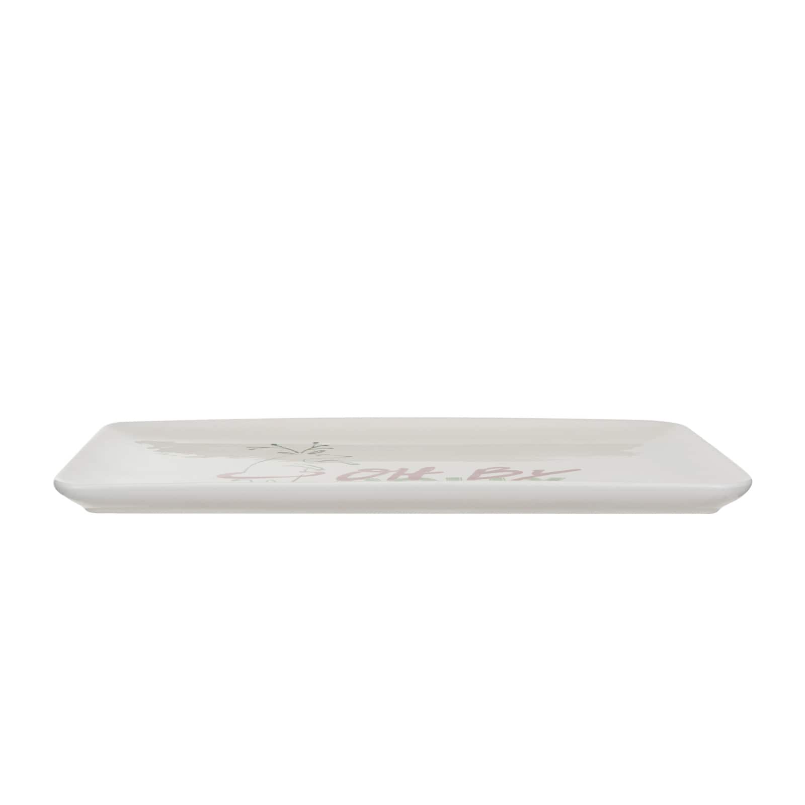 Hello Honey® 12" White, Green & Red Oh By Golly Stoneware Platter