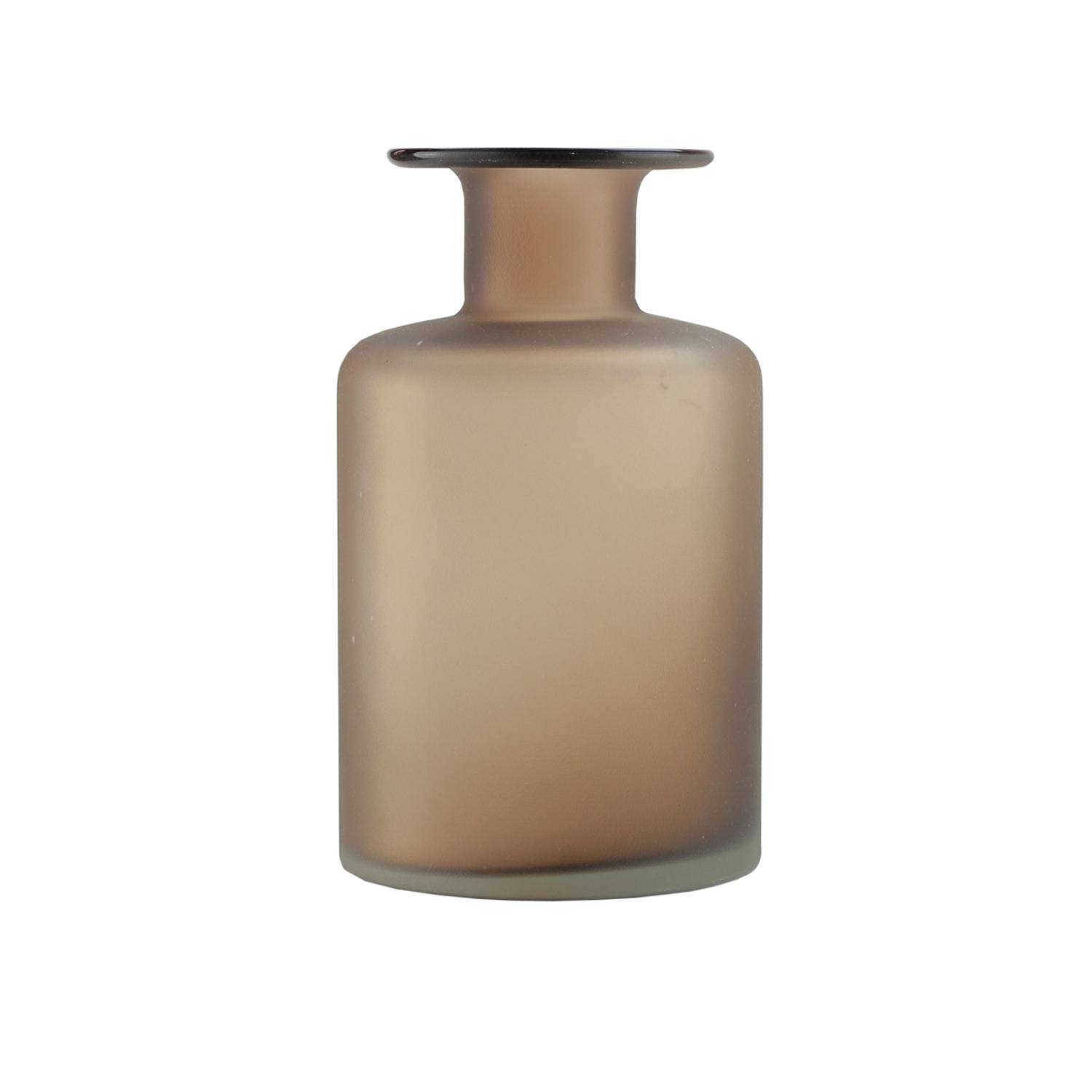 9.75" Glass Vase with Sandblasted Finish, Umber Brown