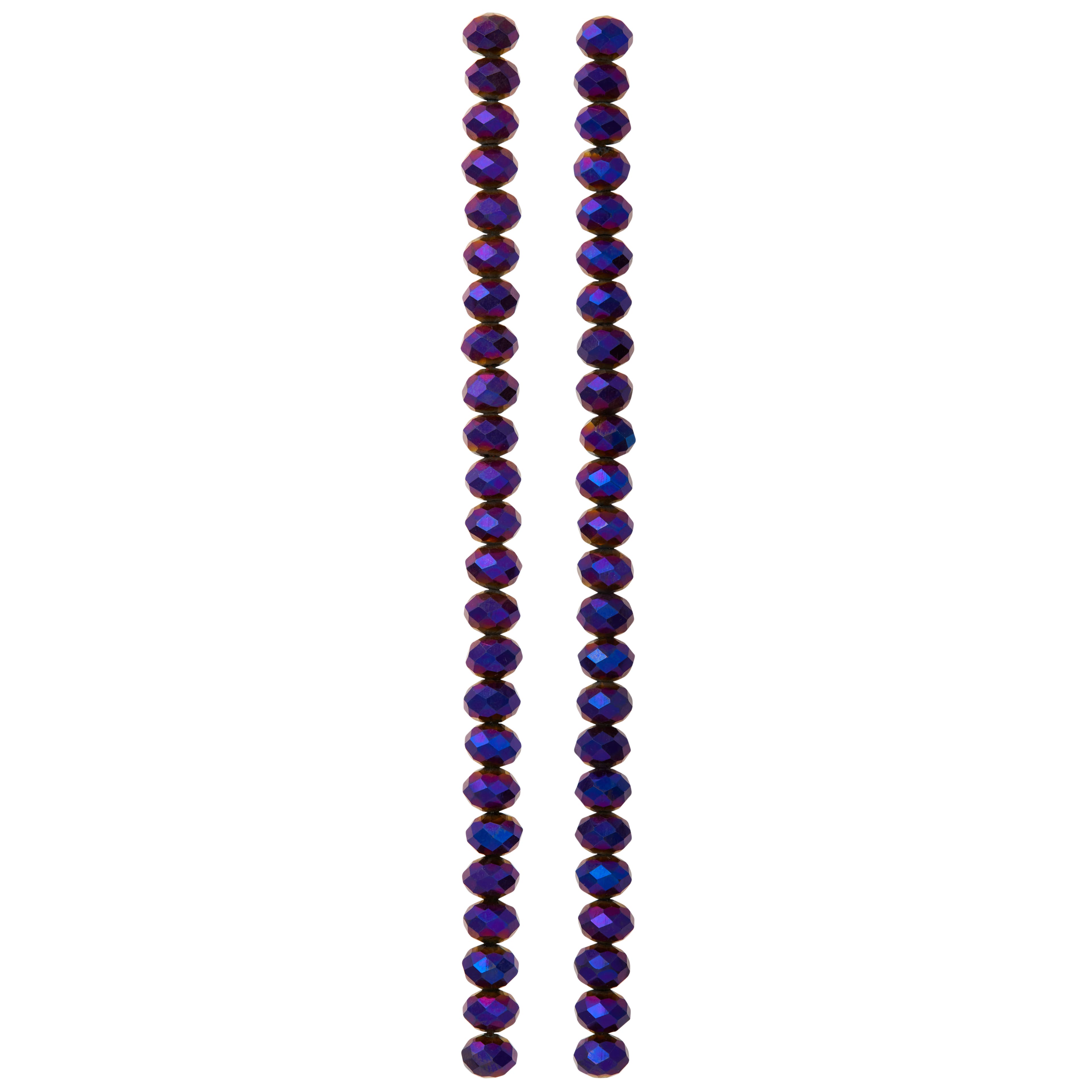 12 Pack: Amethyst Iridescent Glass Faceted Rondel Beads, 6mm by Bead Landing™