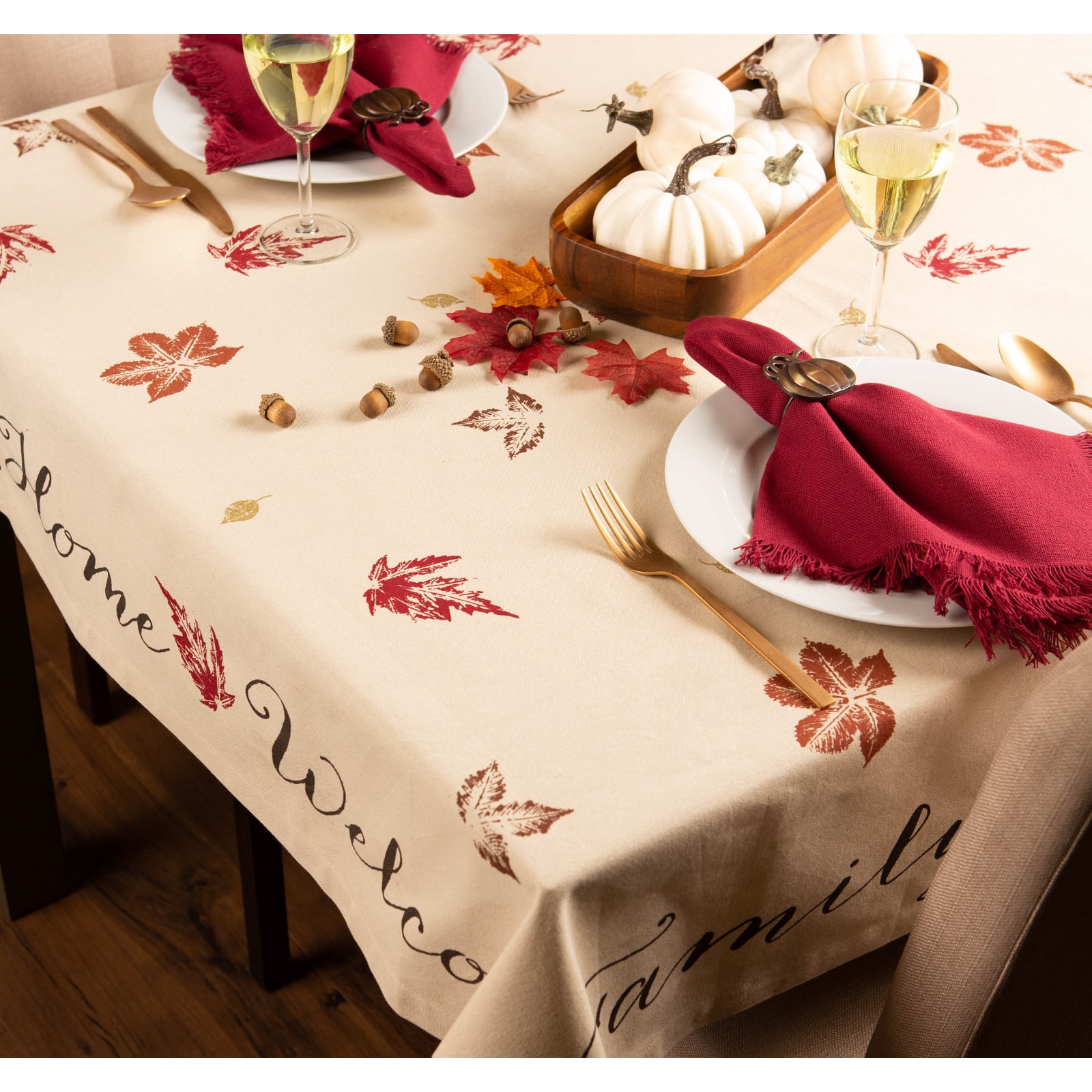 DII® 84" Rustic Leaves Print Tablecloth