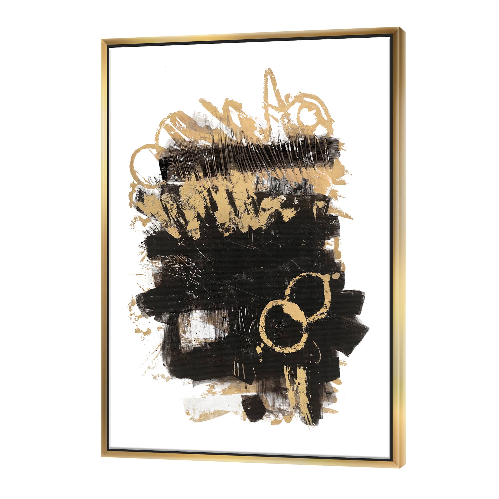 Designart - Gold and Black drift II - Glam Modern Canvas in Gold Frame