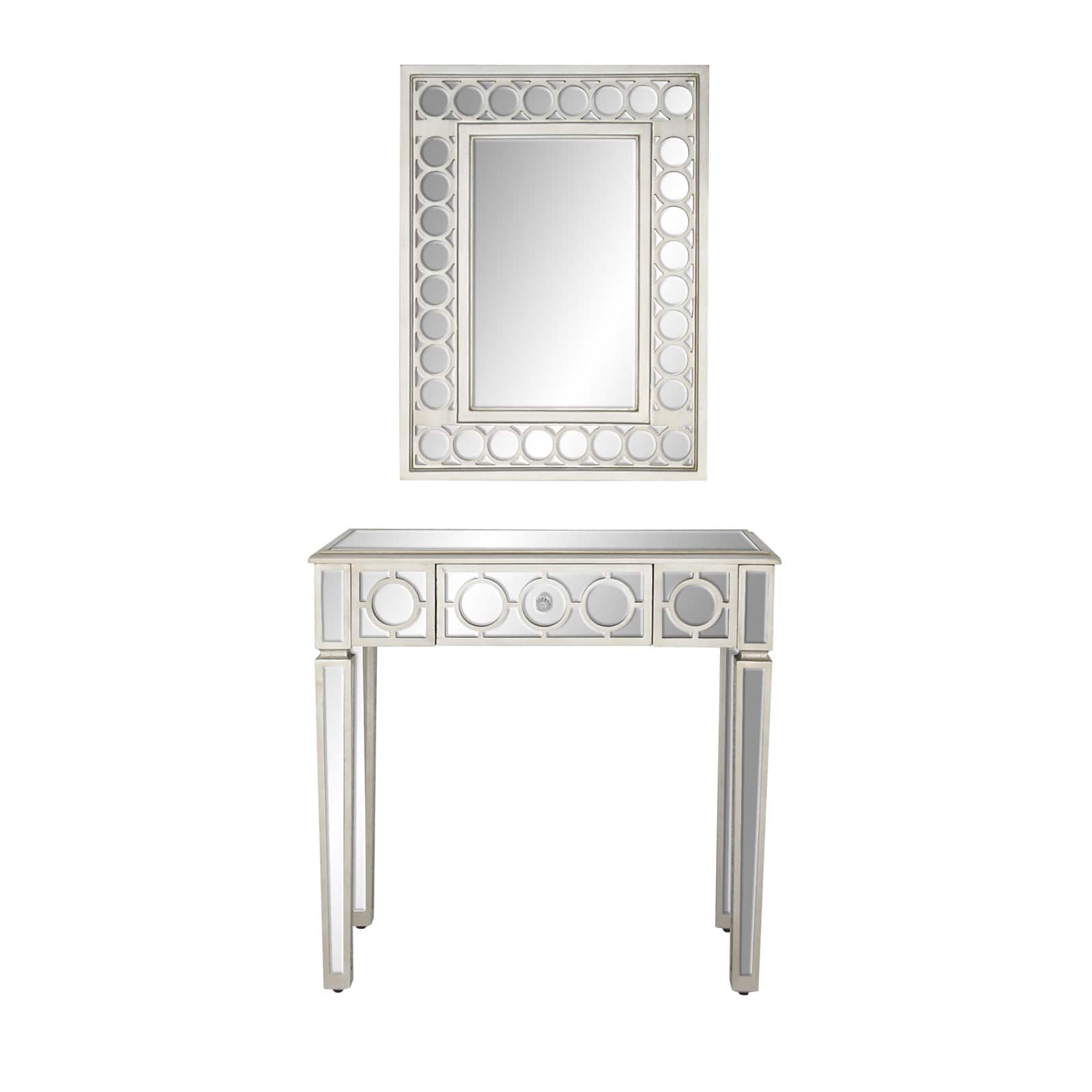 Set of 2 Grey Wood Glam Console Table, 31" x 31"