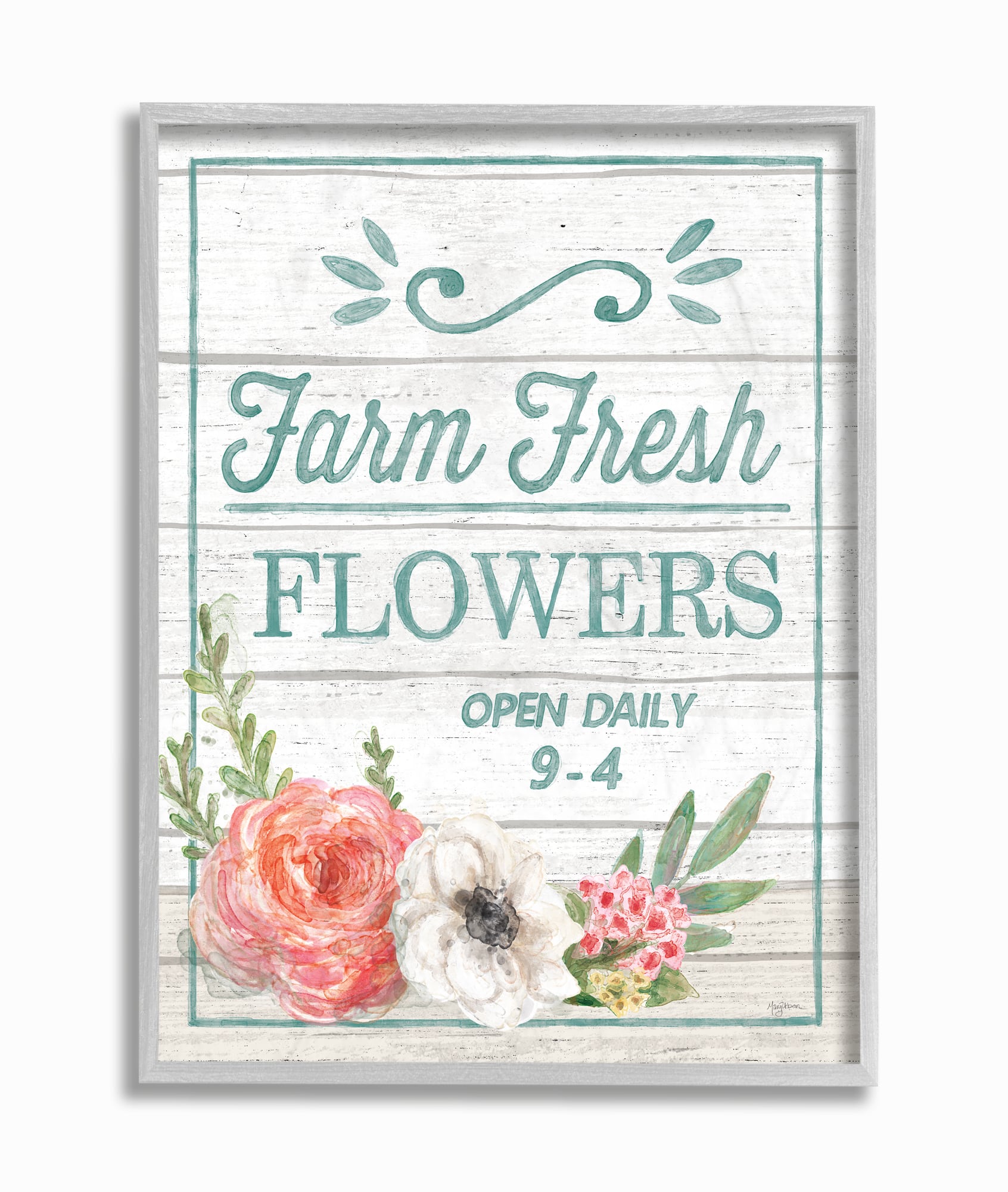 Stupell Industries Farm Fresh Flowers Gray Framed Wall Art