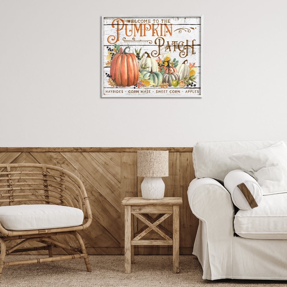 Stupell Industries Welcome Pumpkin Patch Framed Giclee Art