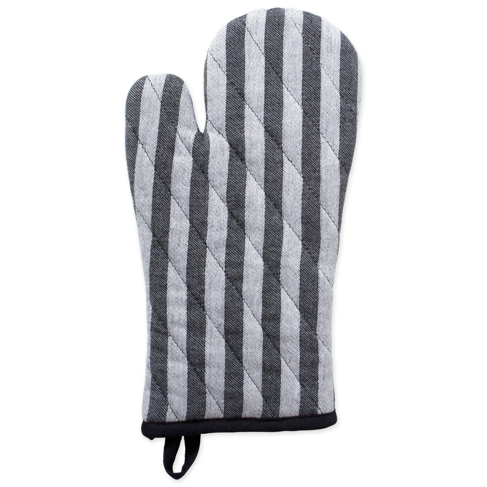 DII® Black & White Striped Oven Mitt & Potholder Set
