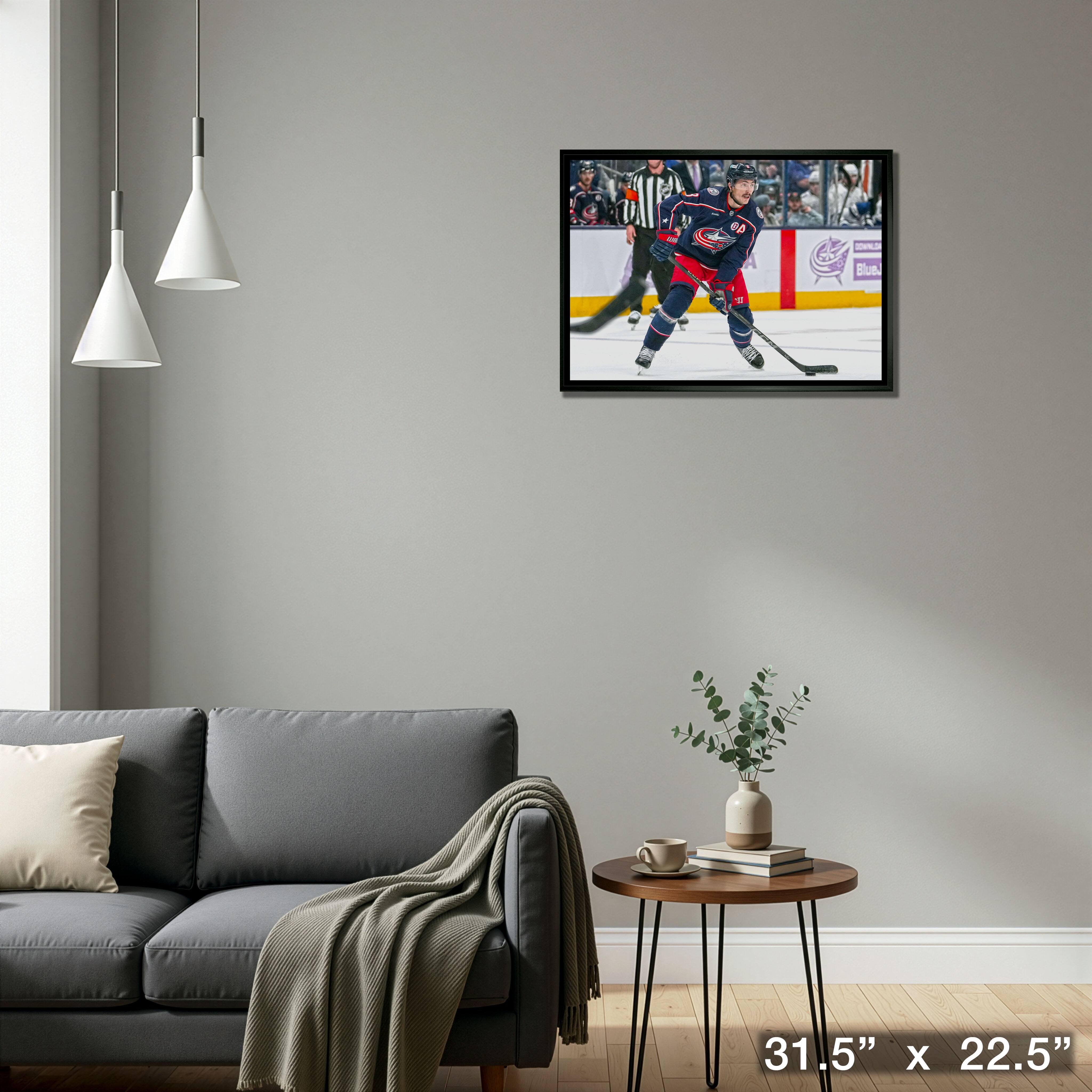 Zach Werenski 20" x 29" Framed Canvas Columbus Blue Jackets 31.5" x 22.5"