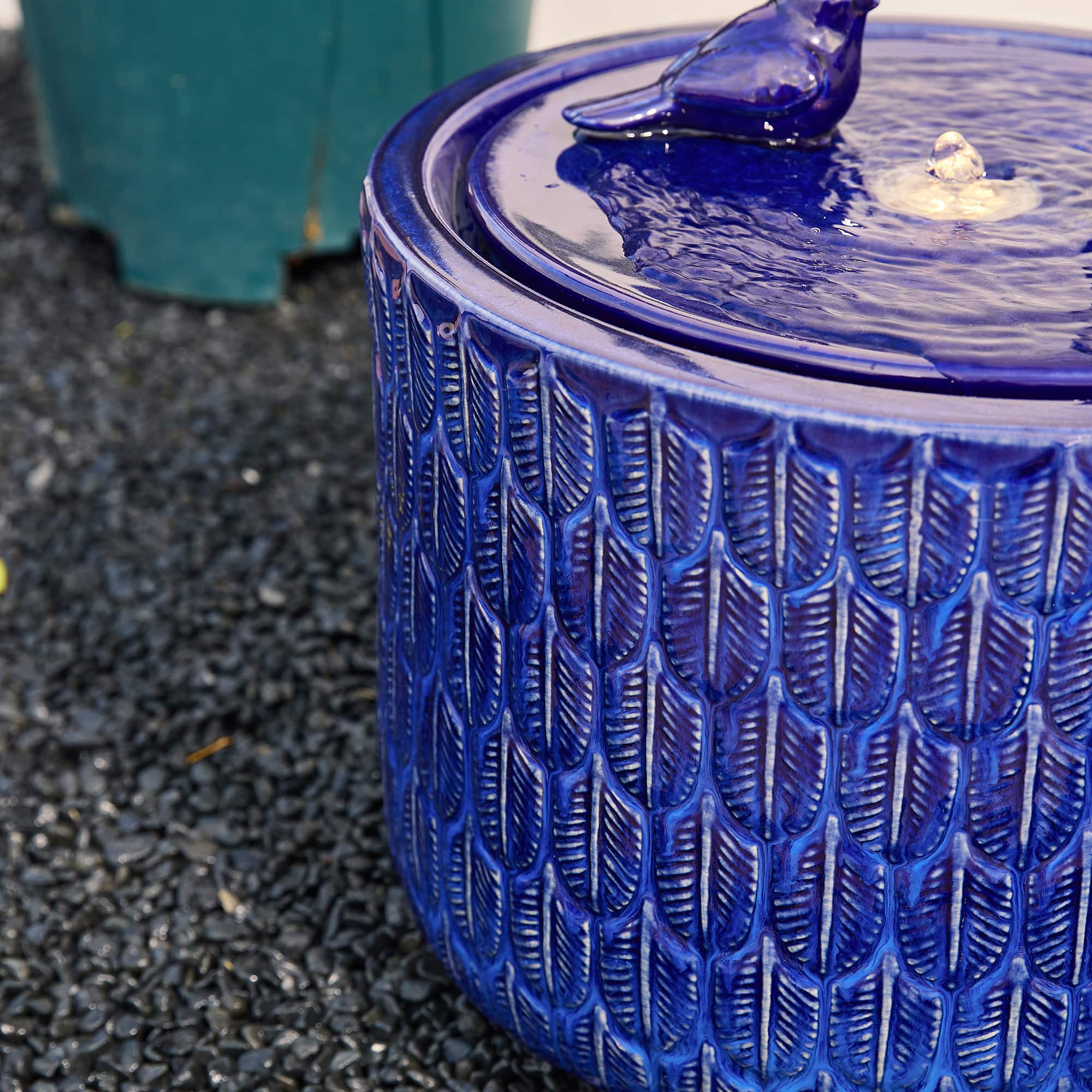 Glitzhome® 15" LED Bird Cylindrical Ceramic Fountain