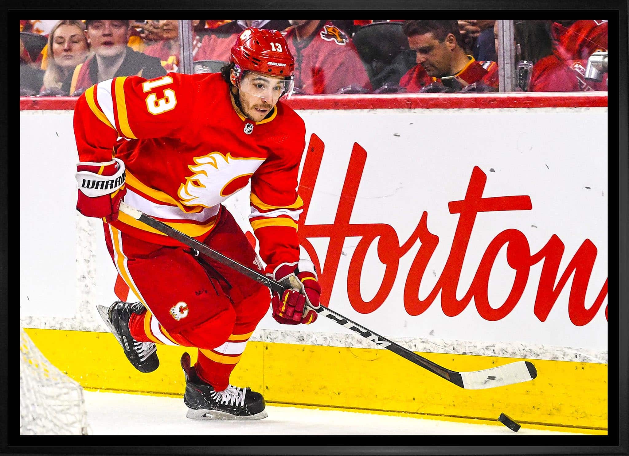 Johnny Gaudreau 20" x 29" Framed Canvas Calgary Flames 31.5" x 22.5"
