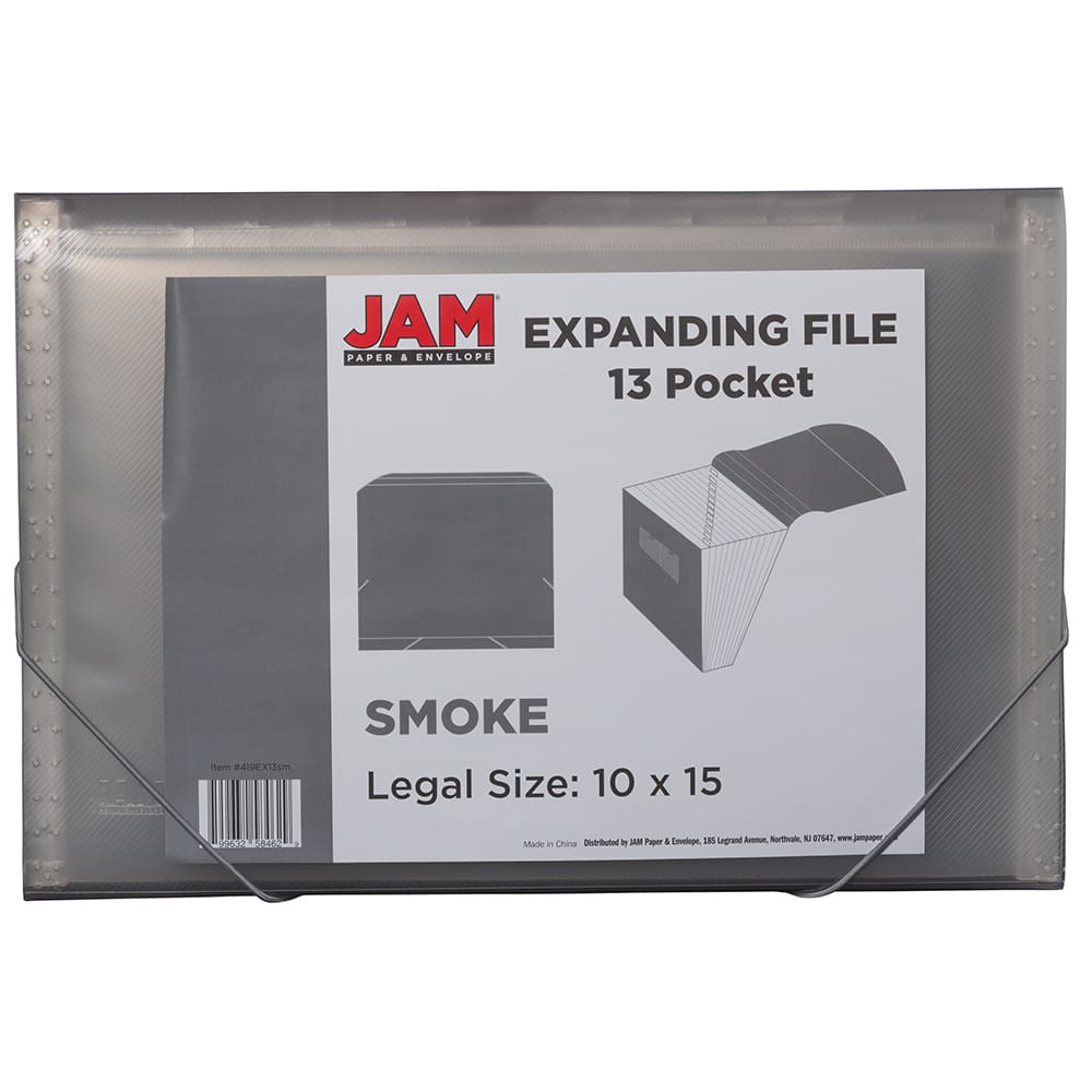 JAM Paper 10" x 15" Legal Size 13 Pocket Plastic Expanding File Accordion Folder