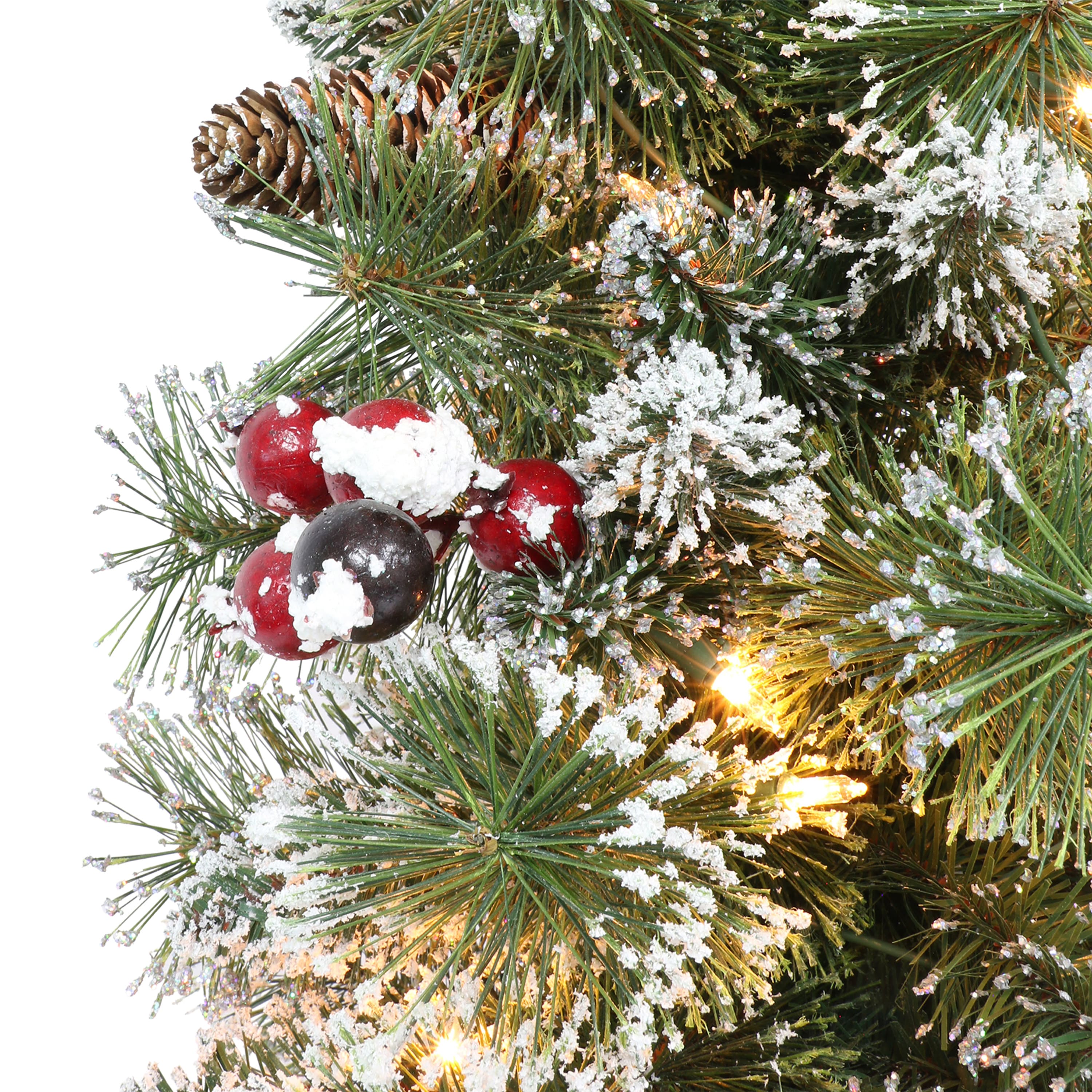 5ft. Pre-Lit Vancouver Pine Artificial Potted Christmas Tree, Clear Lights