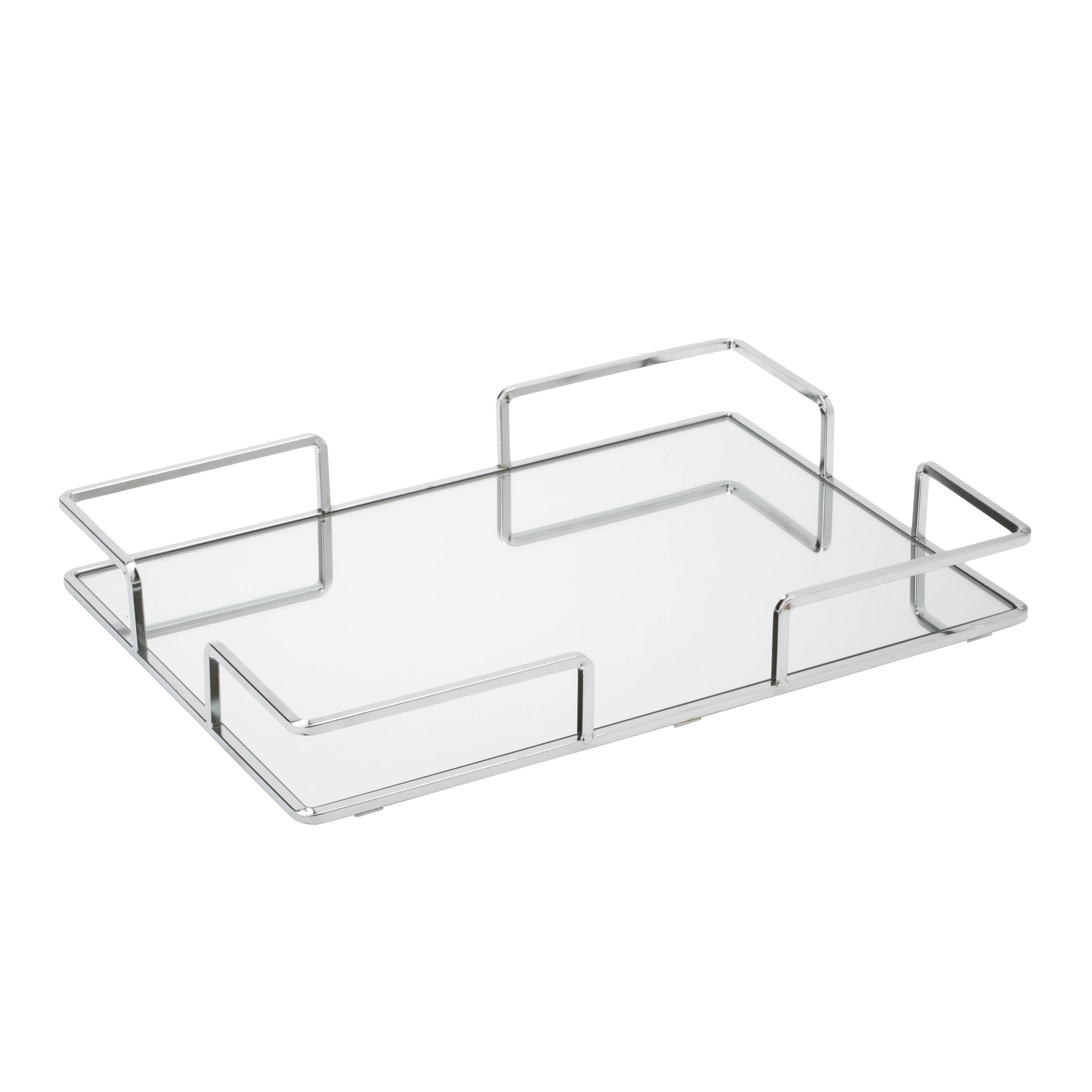 Home Details 15.75" Chrome Modern Square Mirror Vanity Tray