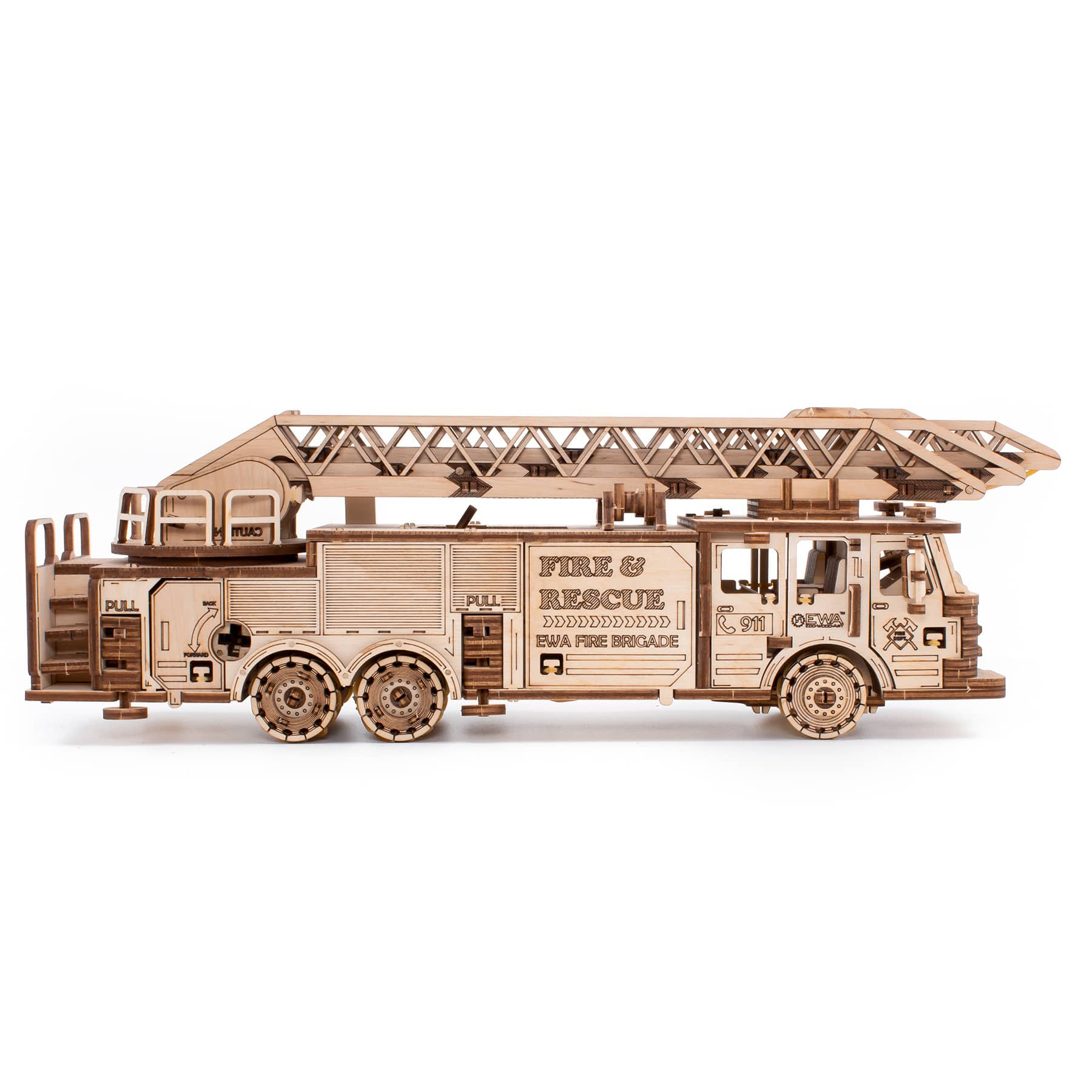 EWA™ Eco-Wood-Art Fire Truck 3D Wooden STEM Construction Kit