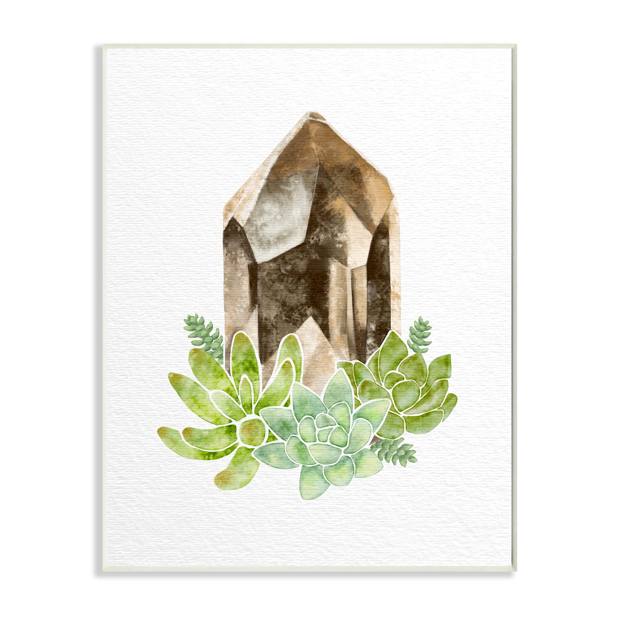 Stupell Industries Succulent Crystal Flower Watercolor Painting Wall Plaque