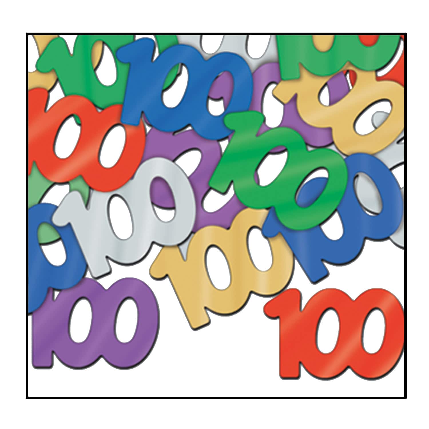Beistle 1/2oz. Multicolor Fanci Fetti "100" Silhouettes, 3ct.
