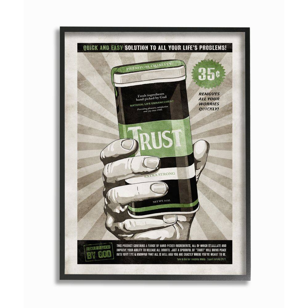 Stupell Industries Extra Strong Trust Wall Art in Black Frame