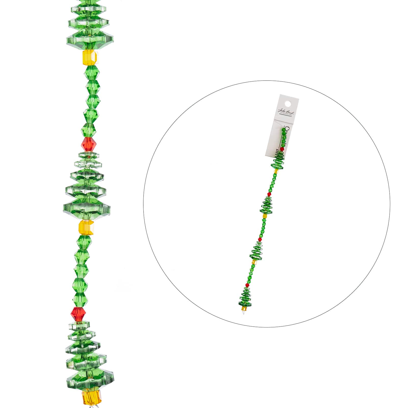 Crystal Lane DIY 7" Green Christmas Tree Designer Holiday Glass Bead Strand