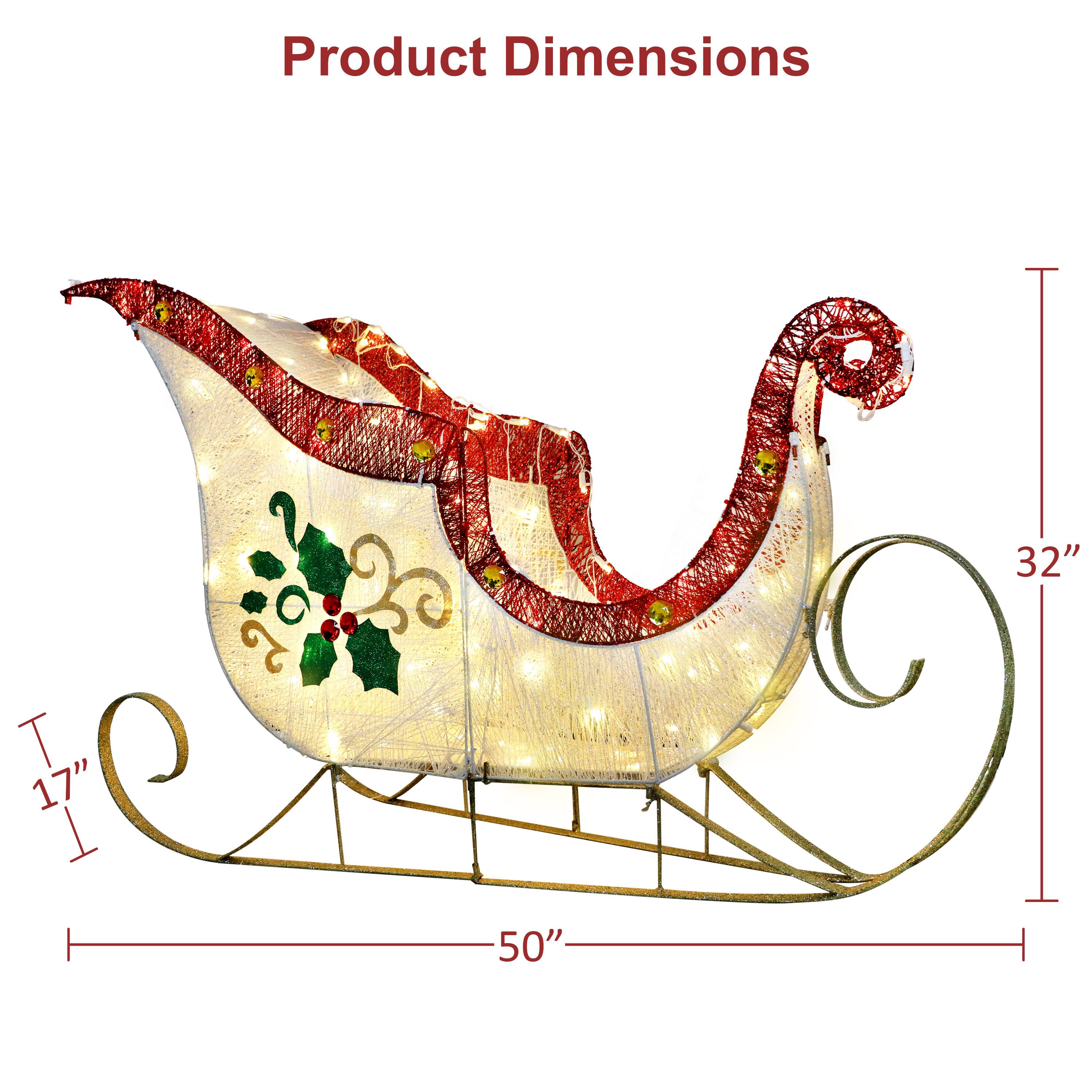 Puleo International 32" Pre-Lit Sleigh Christmas Holiday Décor with Warm White LED Lights