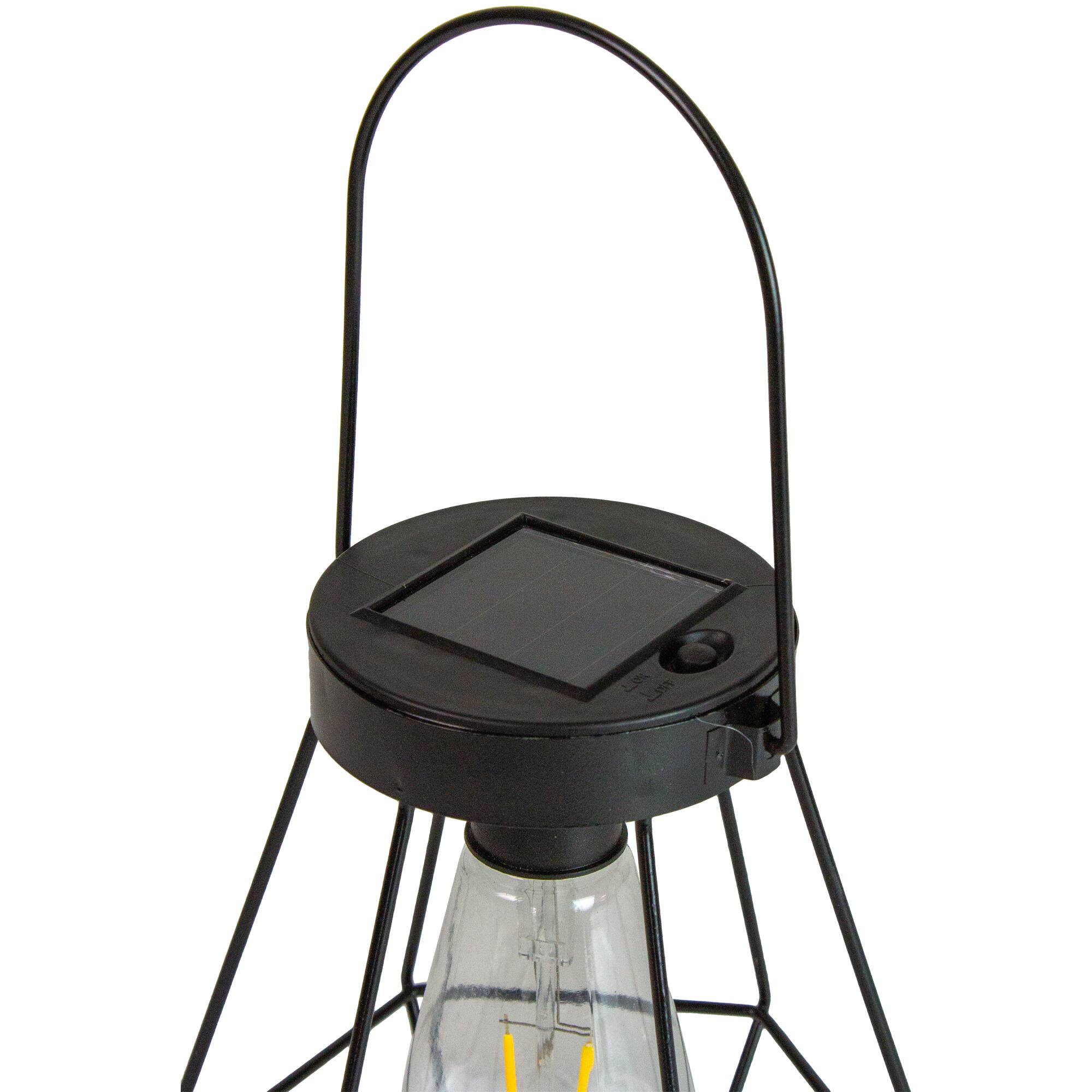 7.5" Black Geometric Outdoor Hanging Solar Lantern
