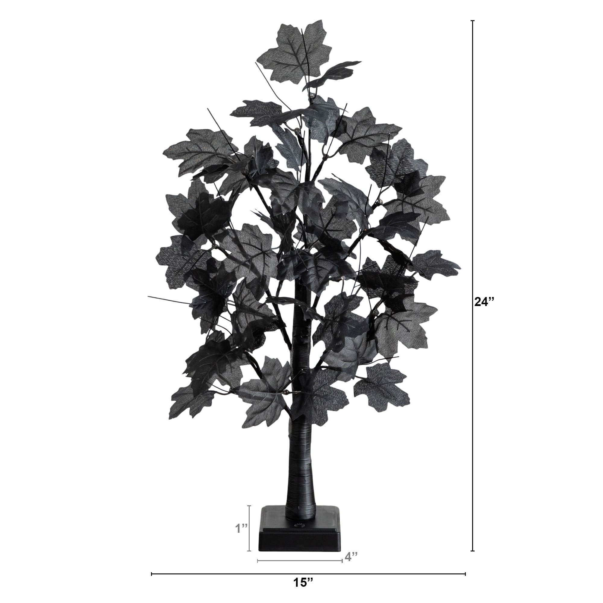 2ft. Pre-Lit Artificial Halloween Black Maple Tree with 24 Orange & Purple LED Lights