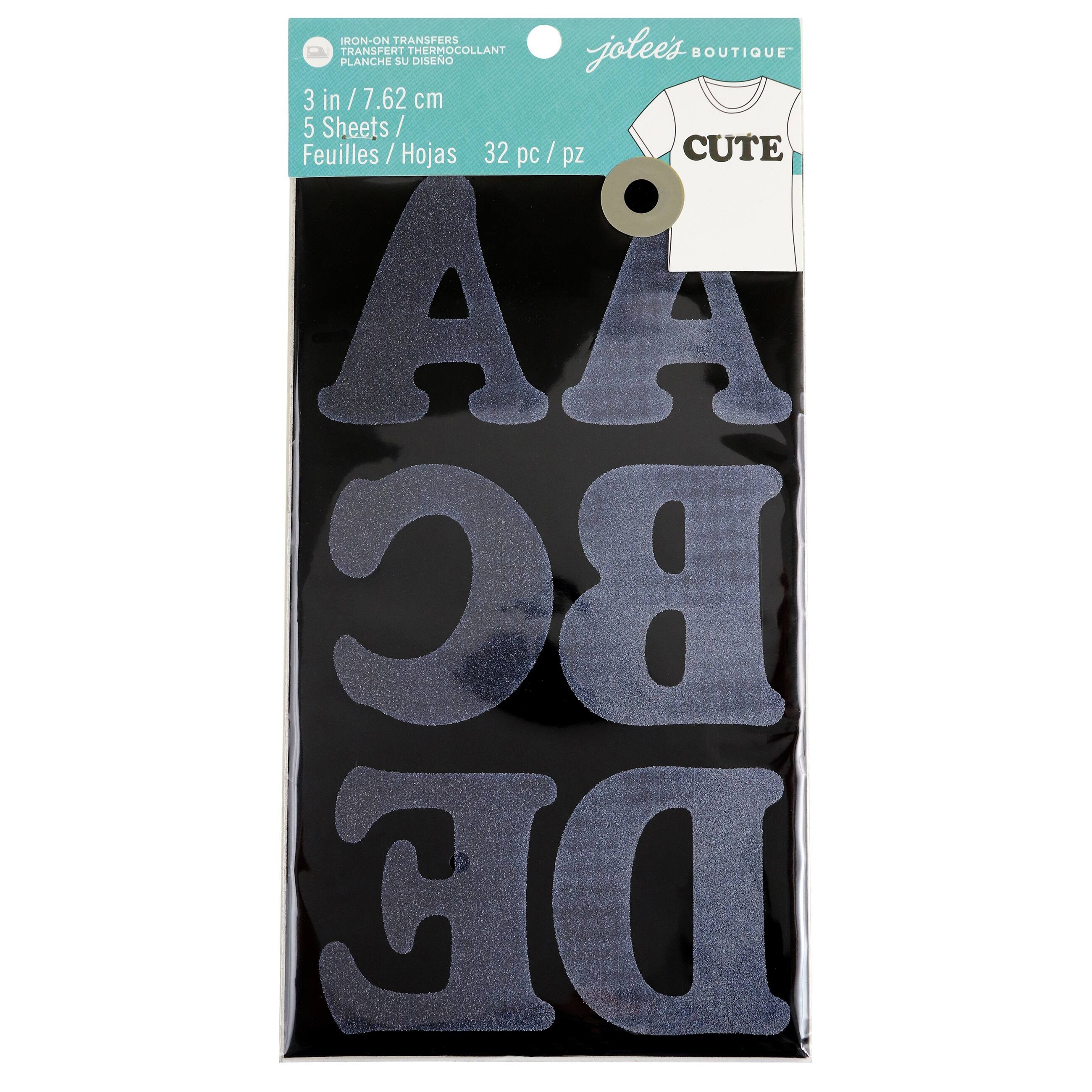 Jolee’s Boutique® 3" Silver Glitter Iron-On Letters