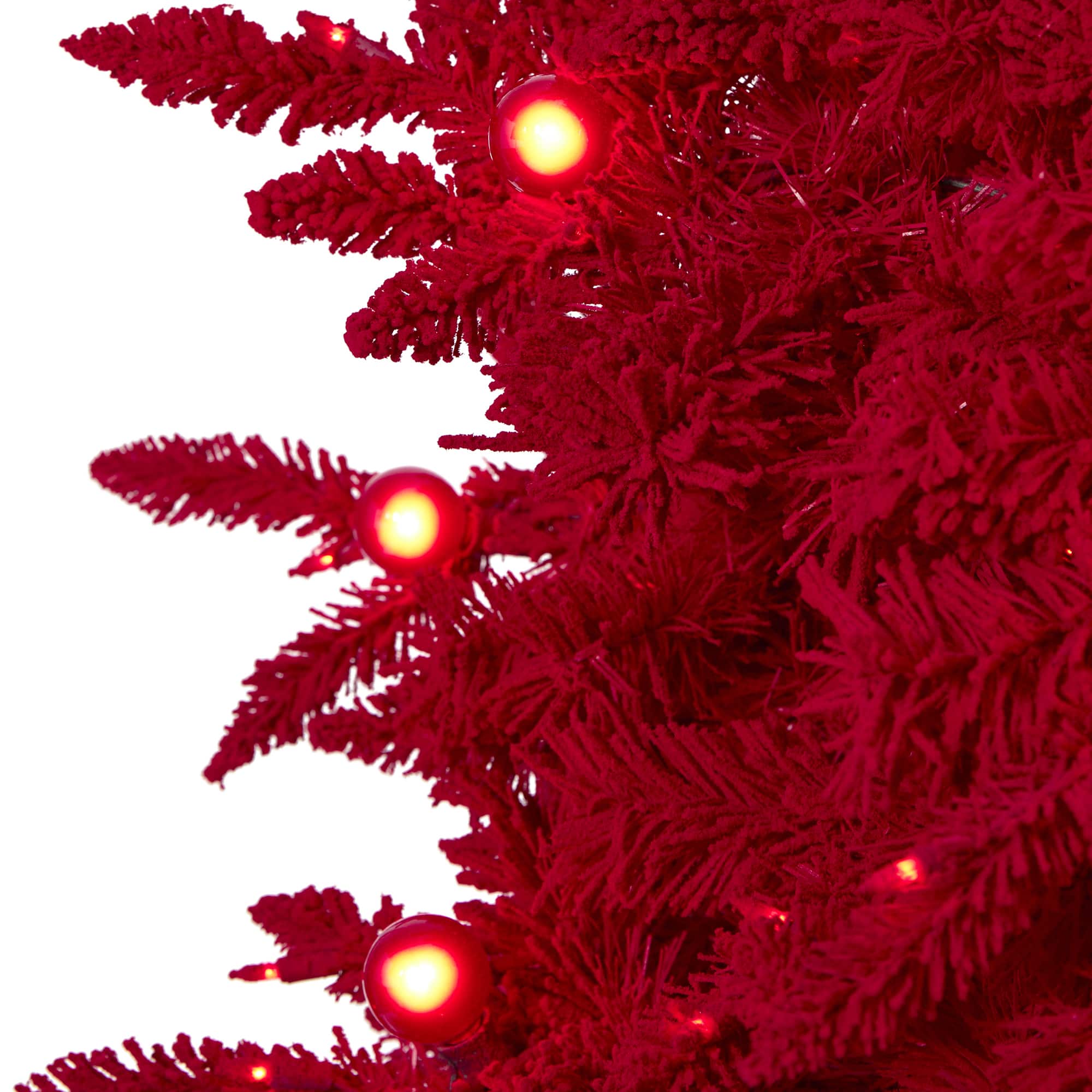 7ft. Pre-Lit Red Fraser Fir Artificial Christmas Tree, Red Lights