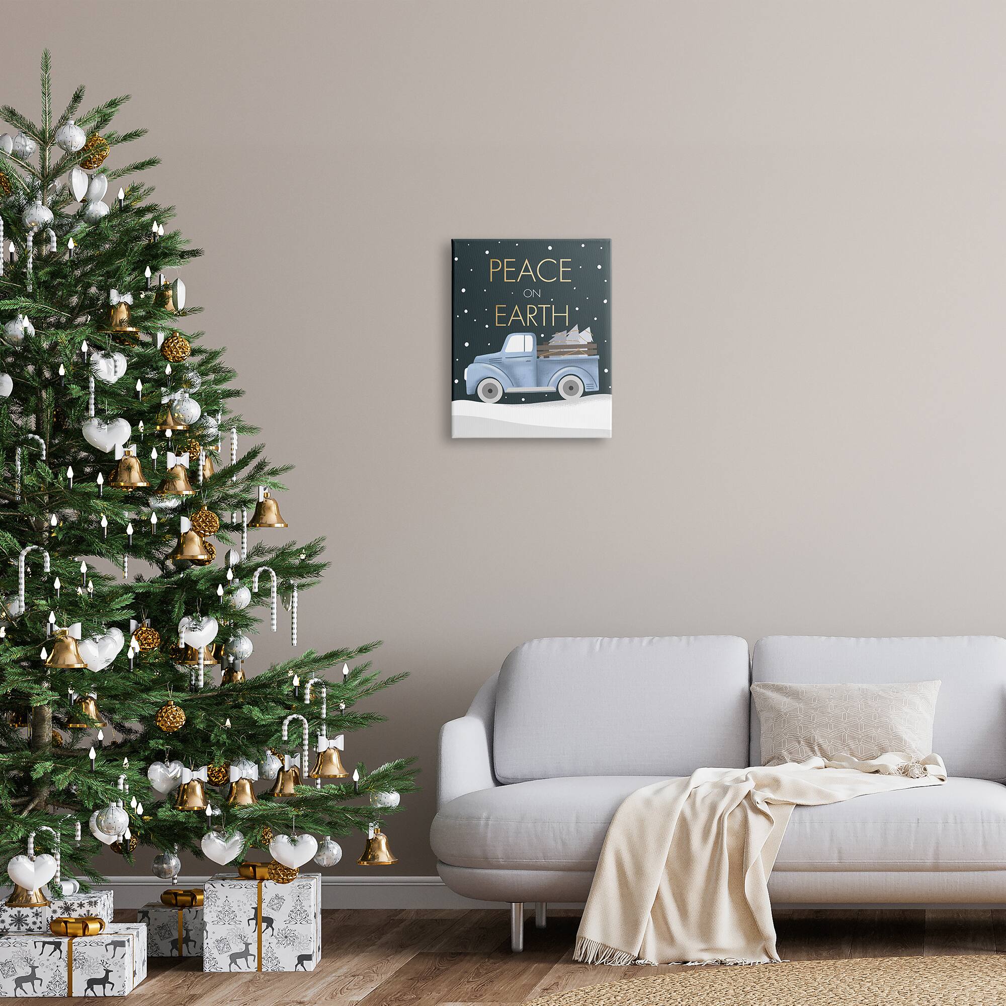 Stupell Industries Peace On Earth Snowy Truck Canvas Wall Art