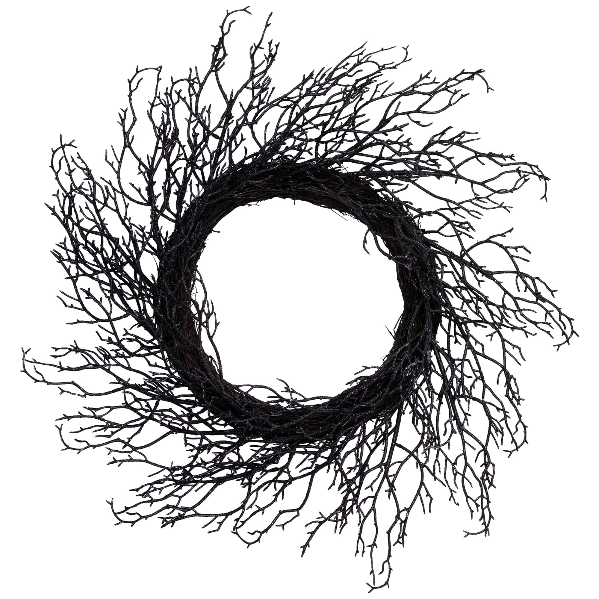 24" Black Halloween Twig Wreath