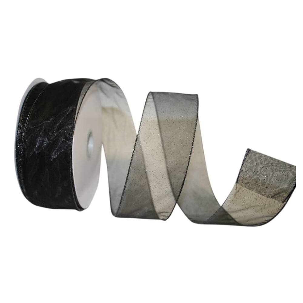 JAM Paper 2.5" x 50yd. Sheer Glitz Wired Value Ribbon