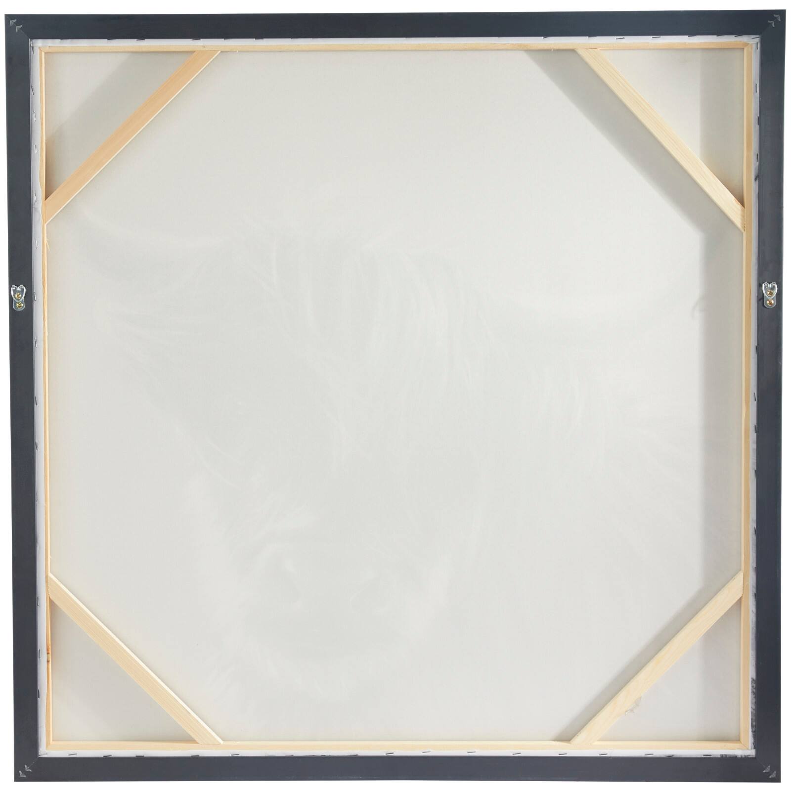 White Canvas Shaded Bull Framed Wall Art with Black Frame 37" x 1" x 37"