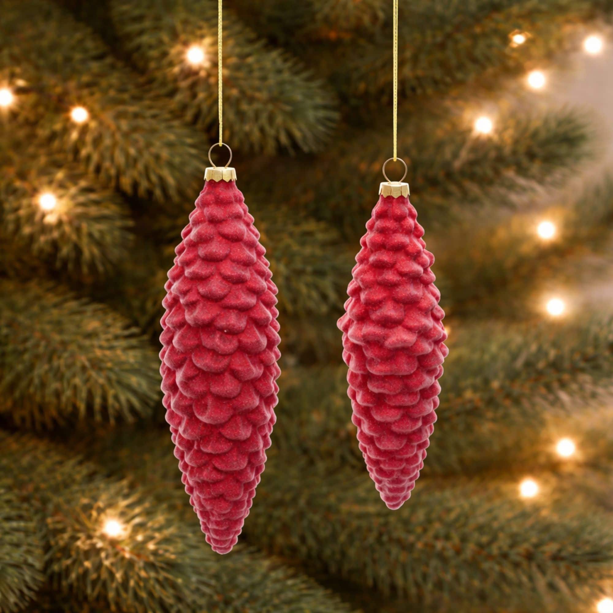 Melrose Pinecone Glass Ornaments Set