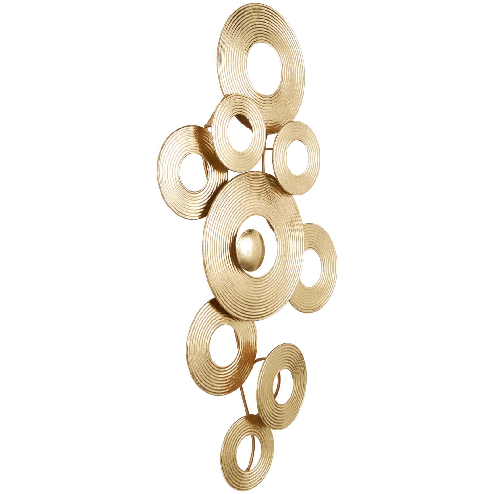 Gold Metal Abstract Stacked Circle Ring Wall Decor with Groove Texture