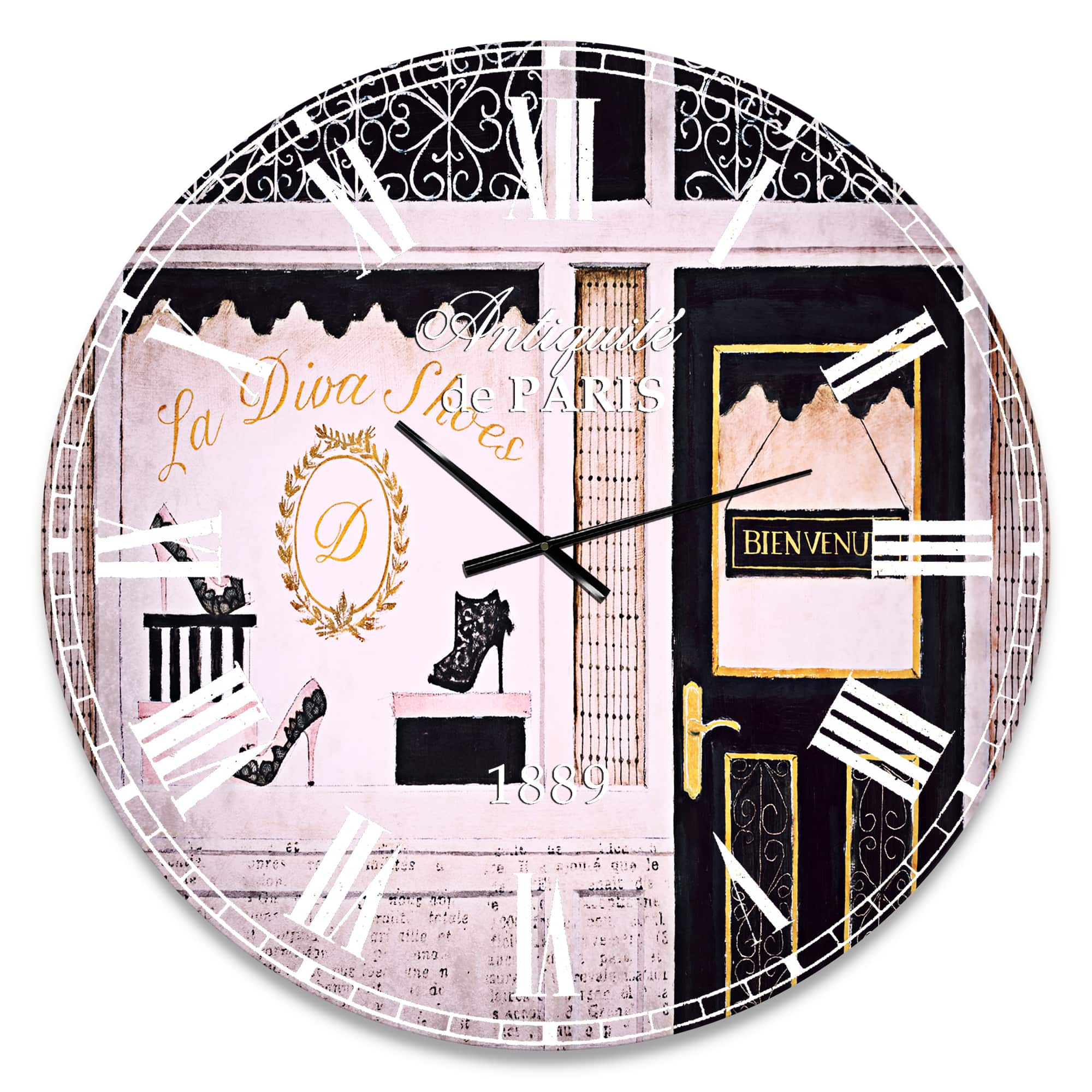 Designart 'Paris Diva Shoes Painting Traditional Wall Clock