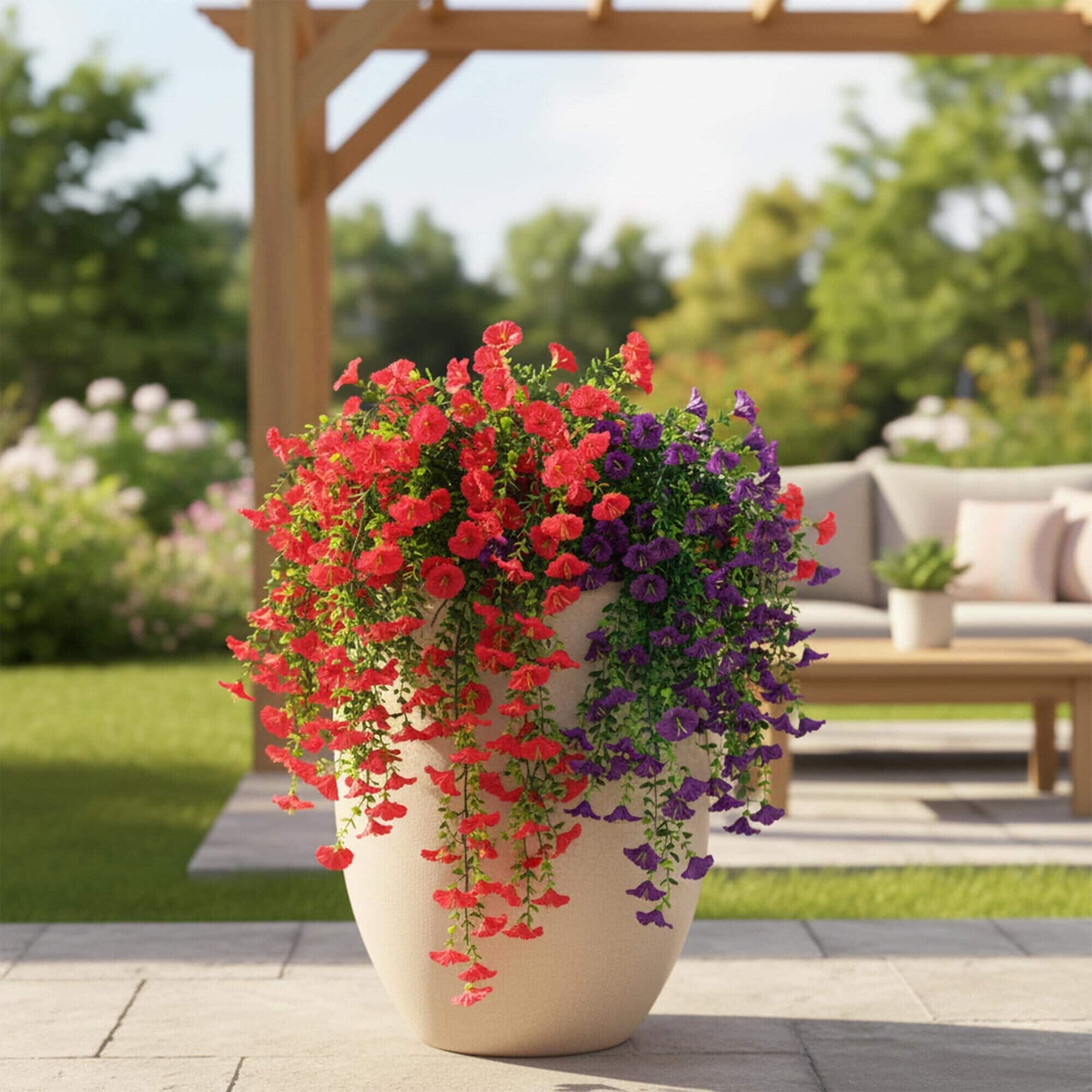 30" UV Resistant Artificial Morning Glory Hanging Plants, 6ct.