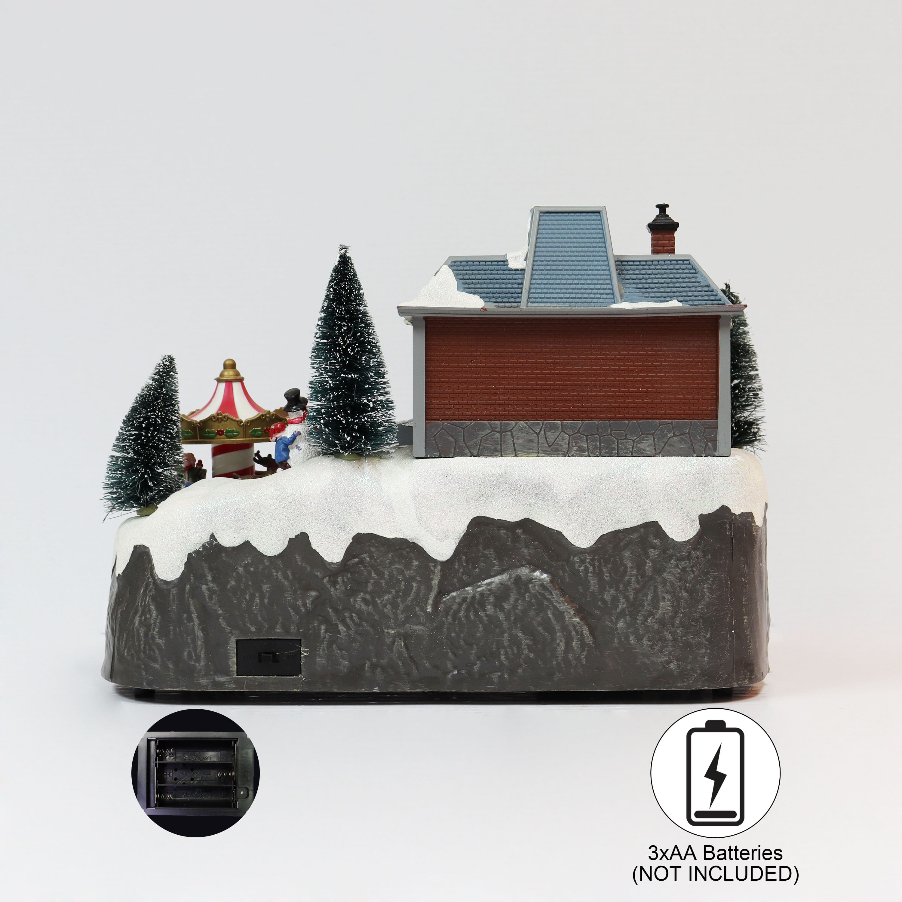 Moments in Time 12.25" Animated Train Station & Carousel Scene Décor
