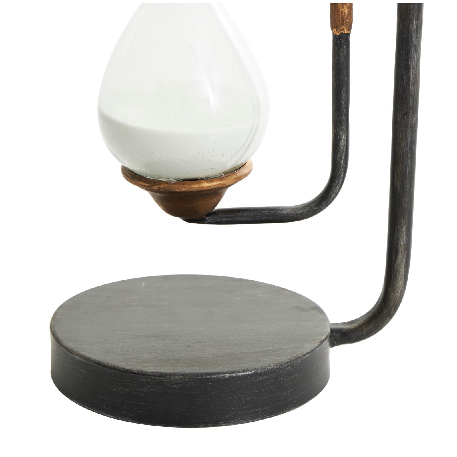 13" Black Metal Suspended Hourglass Timer with Gold Details