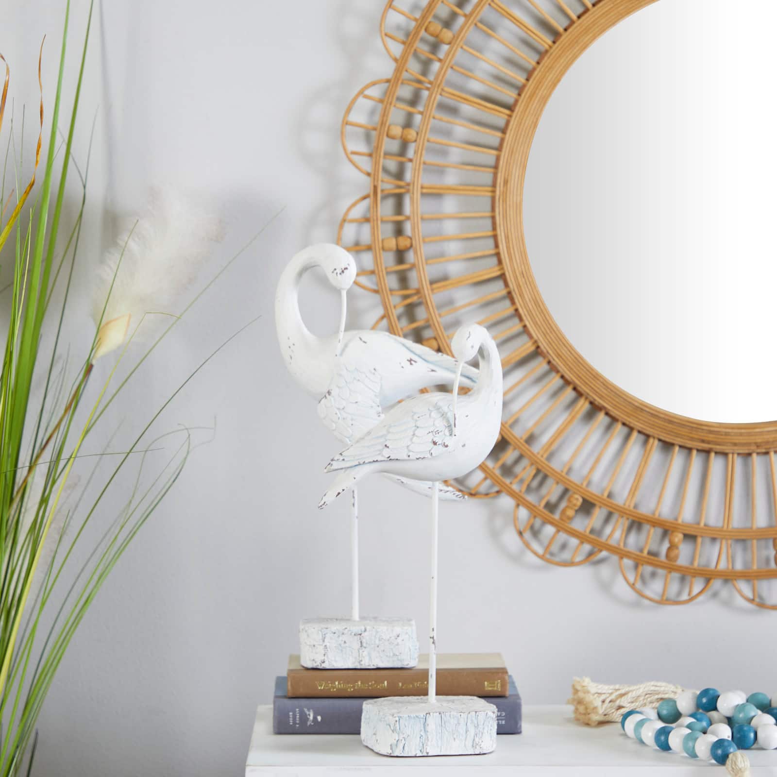 White Polystone Bird Sculpture Set