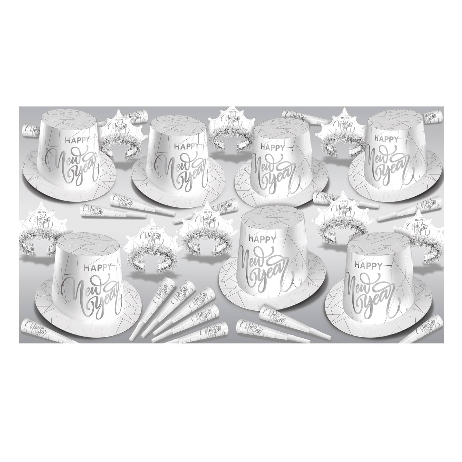 Beistle White & Silver New Year Accessory Kit