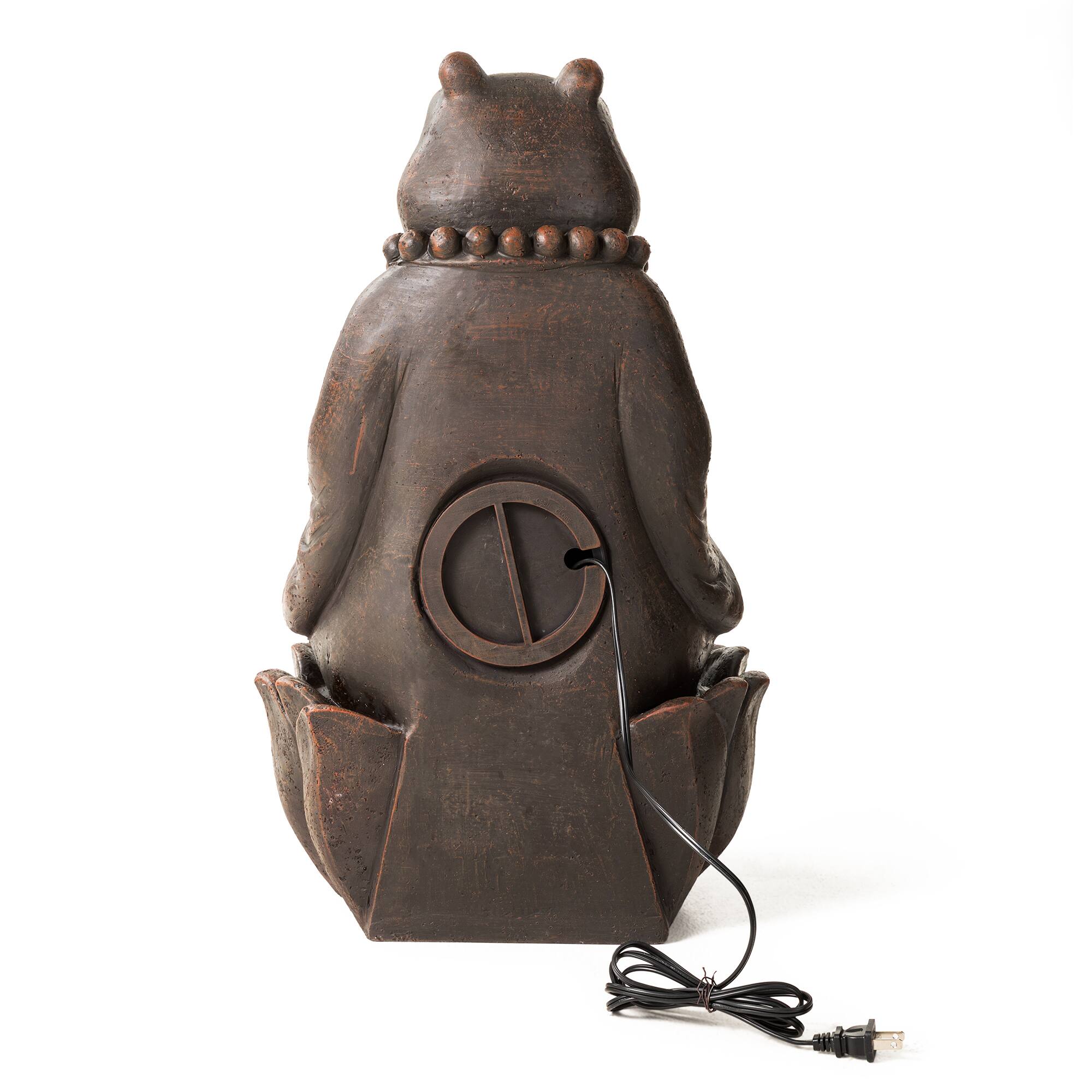 Glitzhome® 21.75" Zen-Style LED 2-Tier Bronze Hippo Outdoor Fountain