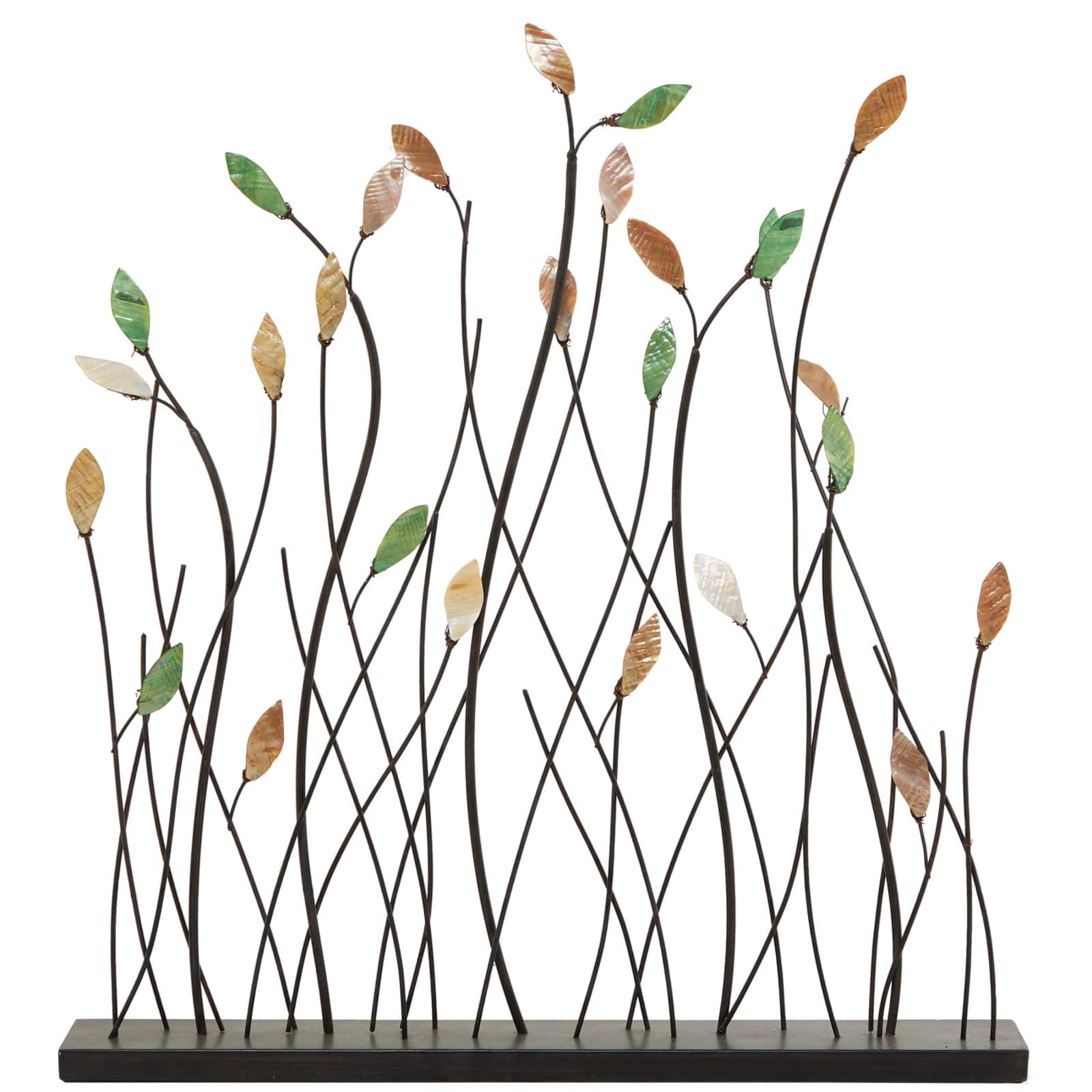 26.5" Black Metal Leaf with Black Base Sculpture