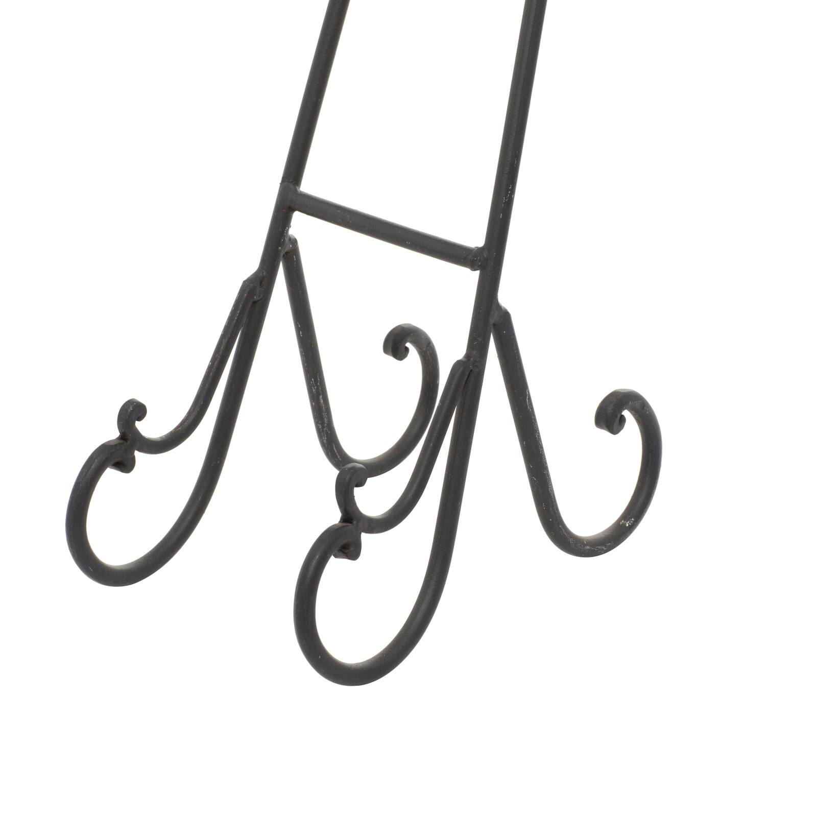 Traditional Scrolling Black Metal Easel, 19" x 6" x 9"