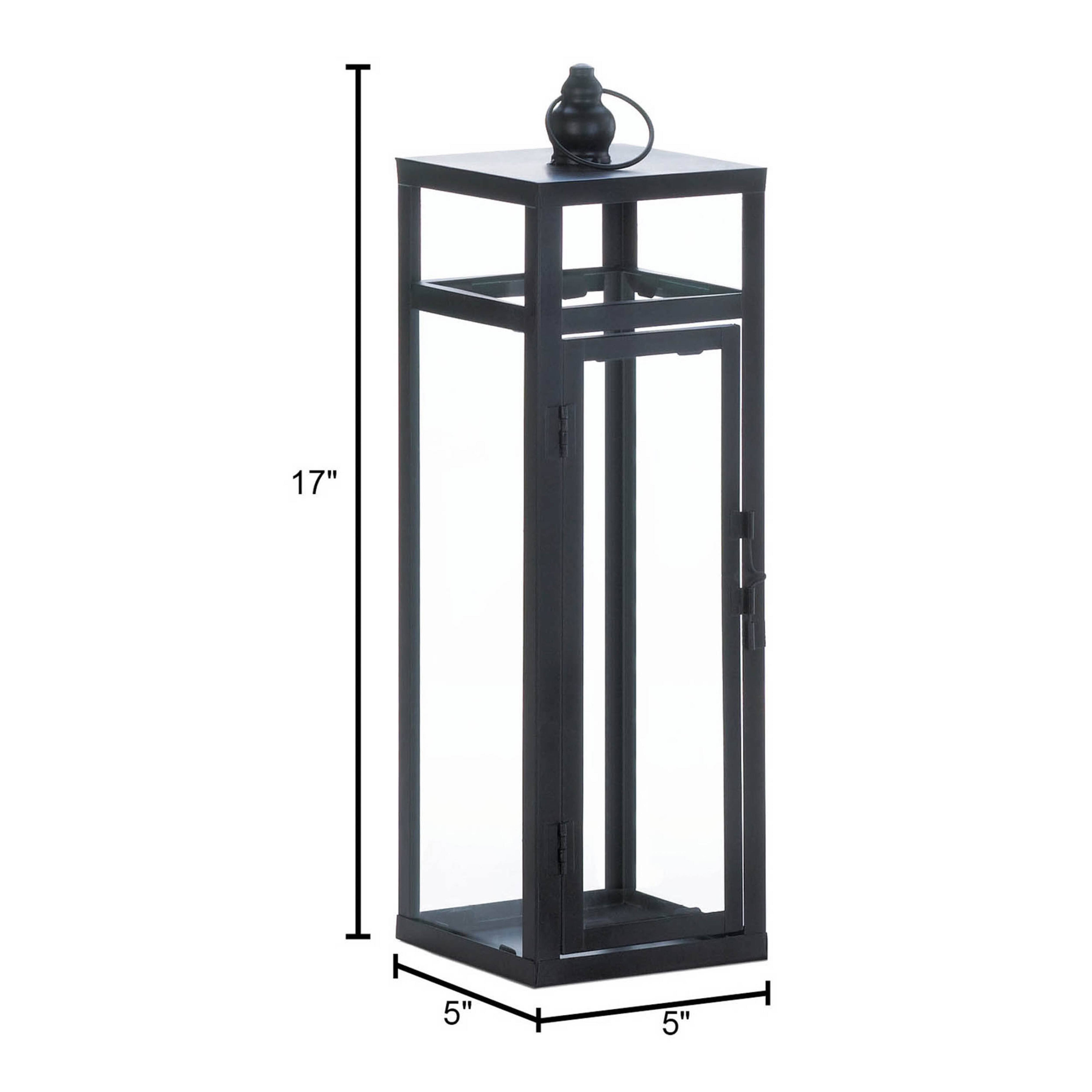 17" Black Dramatic Geometry Lantern
