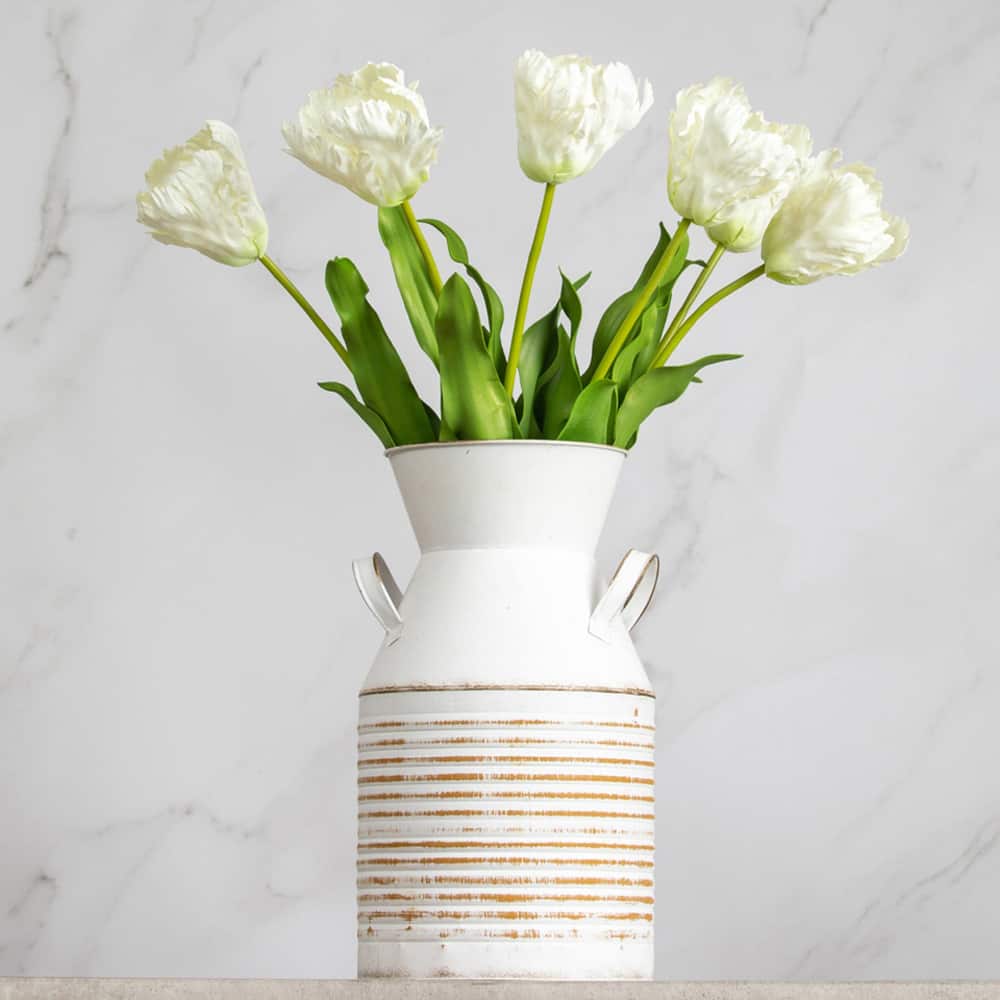 Prestige Botanicals 27" Artificial Real Touch White Parrot Tulip Stem