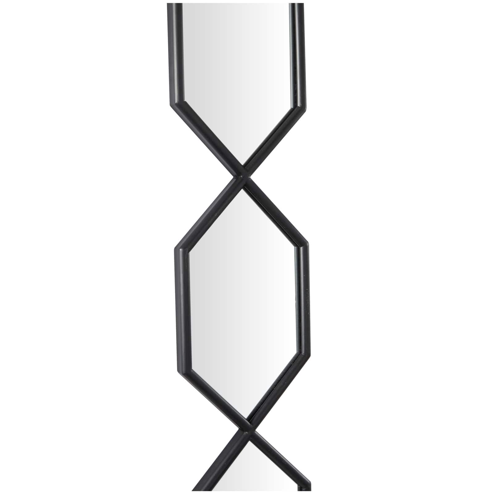 Black Metal Slim Stacked Chain 5 Layer Wall Mirror with Trellis Pattern 7" x 1" x 59"