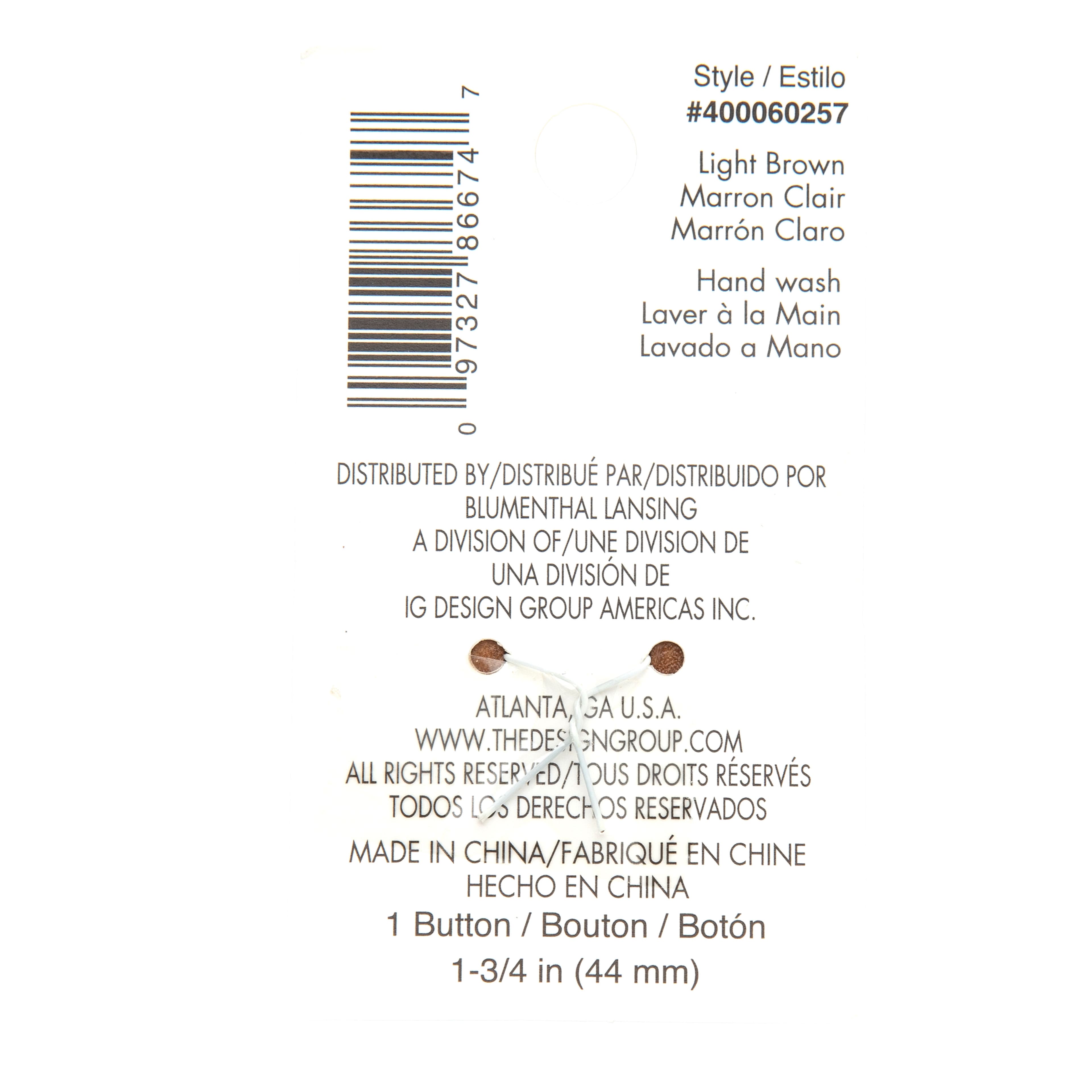 Organic Elements 1 3/4" Oval Light Brown Wood Button
